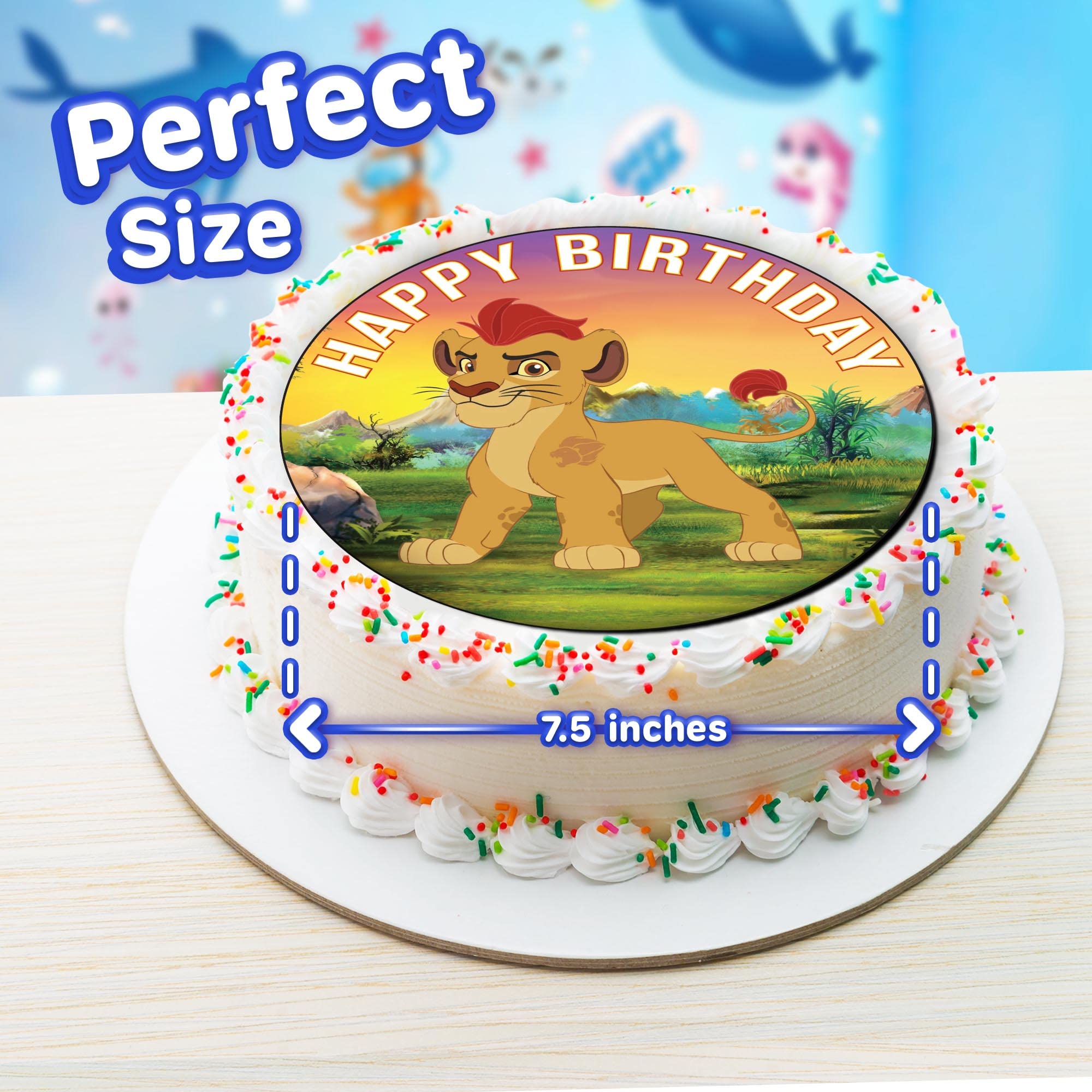 7.5 Inch Edible Cake Toppers - Brave Lion Guardians Themed Birthday Party Decorations for Cakes, Cupcakes & Desserts | Perfect for Kids Birthday Parties, Baby Showers & Special Celebrations