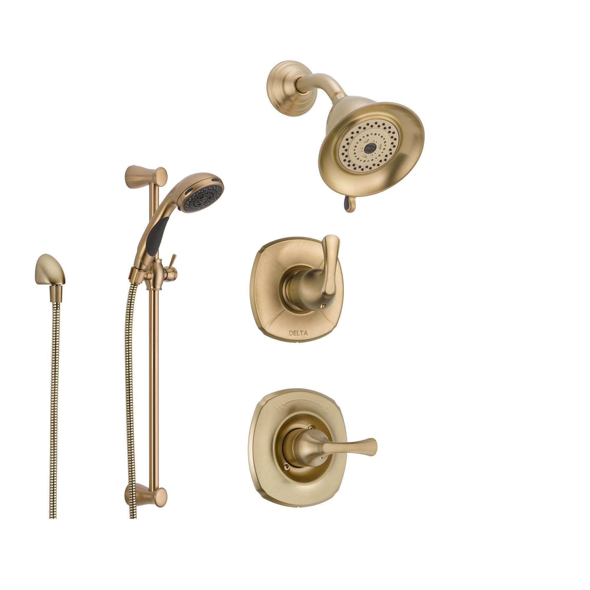 Delta Addison Champagne Bronze Shower System with 3-Setting Diverter, Rainfall Shower Head & Handheld Spray - SS149284CZ - Perfect for Modern Bathroom Renovations & Spa-Like Shower Experience