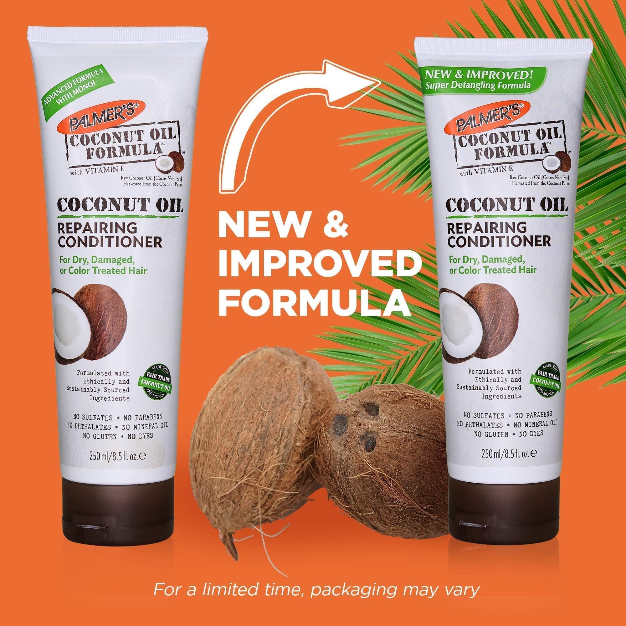 Palmers Coconut Oil & Vitamin E Deep Repairing Hair Conditioner for Dry, Damaged Hair - 8.5 Oz (2 Pack) | Hydrating Moisturizer for Curly, Natural, Color-Treated Hair | Salon Quality Hair Care Treatment