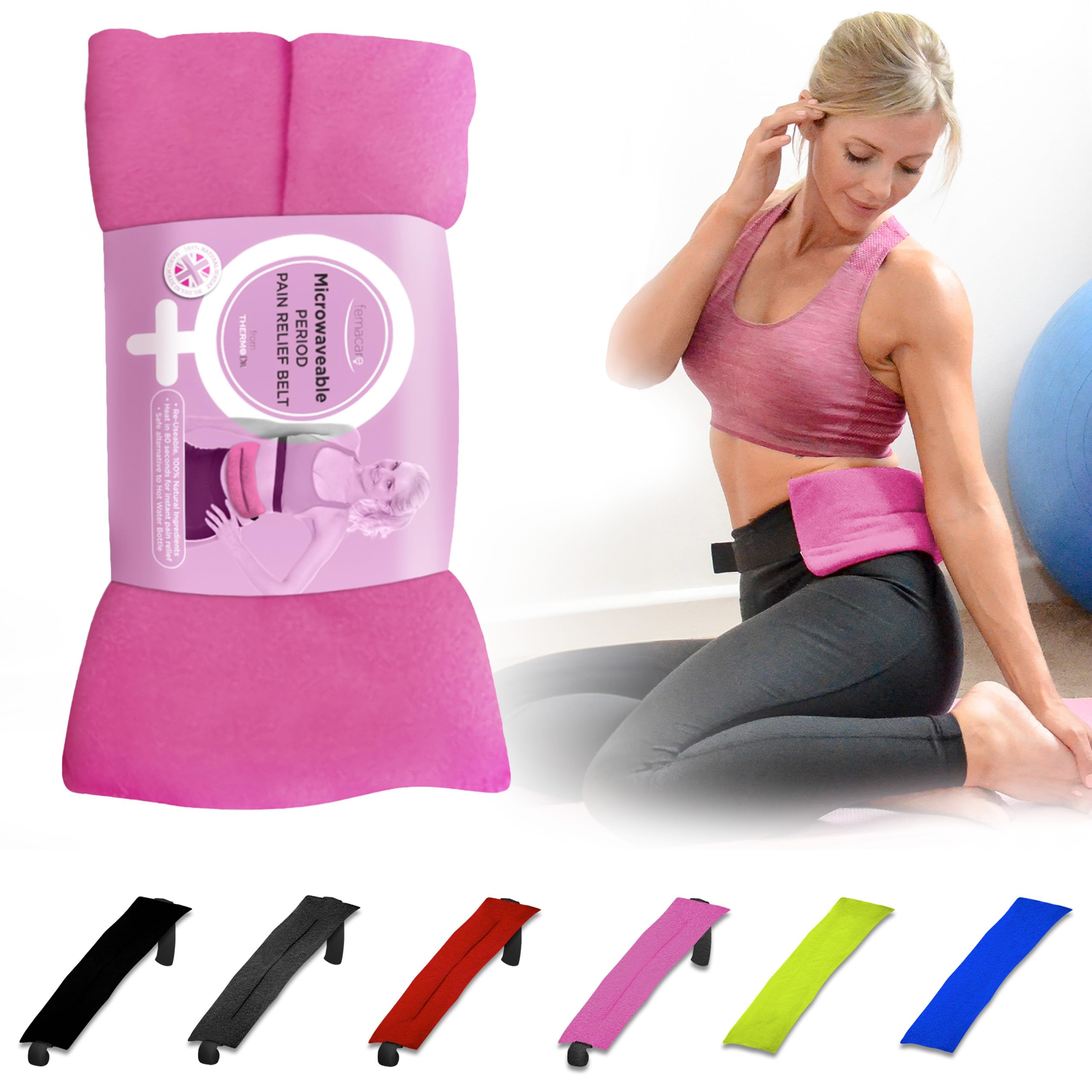 Microwavable Wheat Heat Pack Belt for Period Cramps Relief - ThermoDR Fleece Heating Pad with Lavender Scent & Adjustable Strap - Natural Pain Relief for Menstrual Discomfort - Perfect for Home, Office, or Travel Use