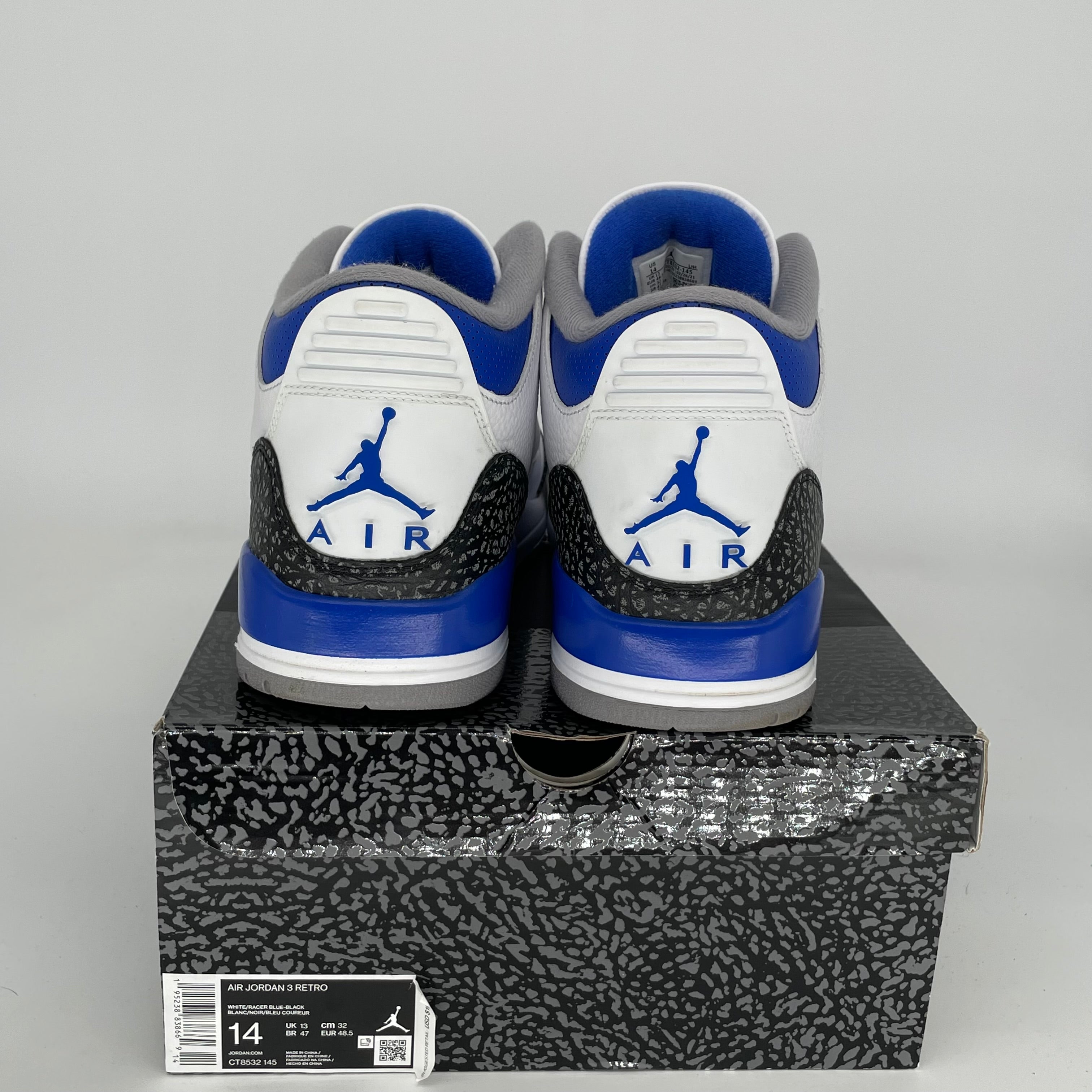 Air Jordan 3 Retro 'Racer Blue' Men's Basketball Shoes Size 14 - CT8532-145 | Authentic Sneakers for Sports, Streetwear & Sneaker Collection