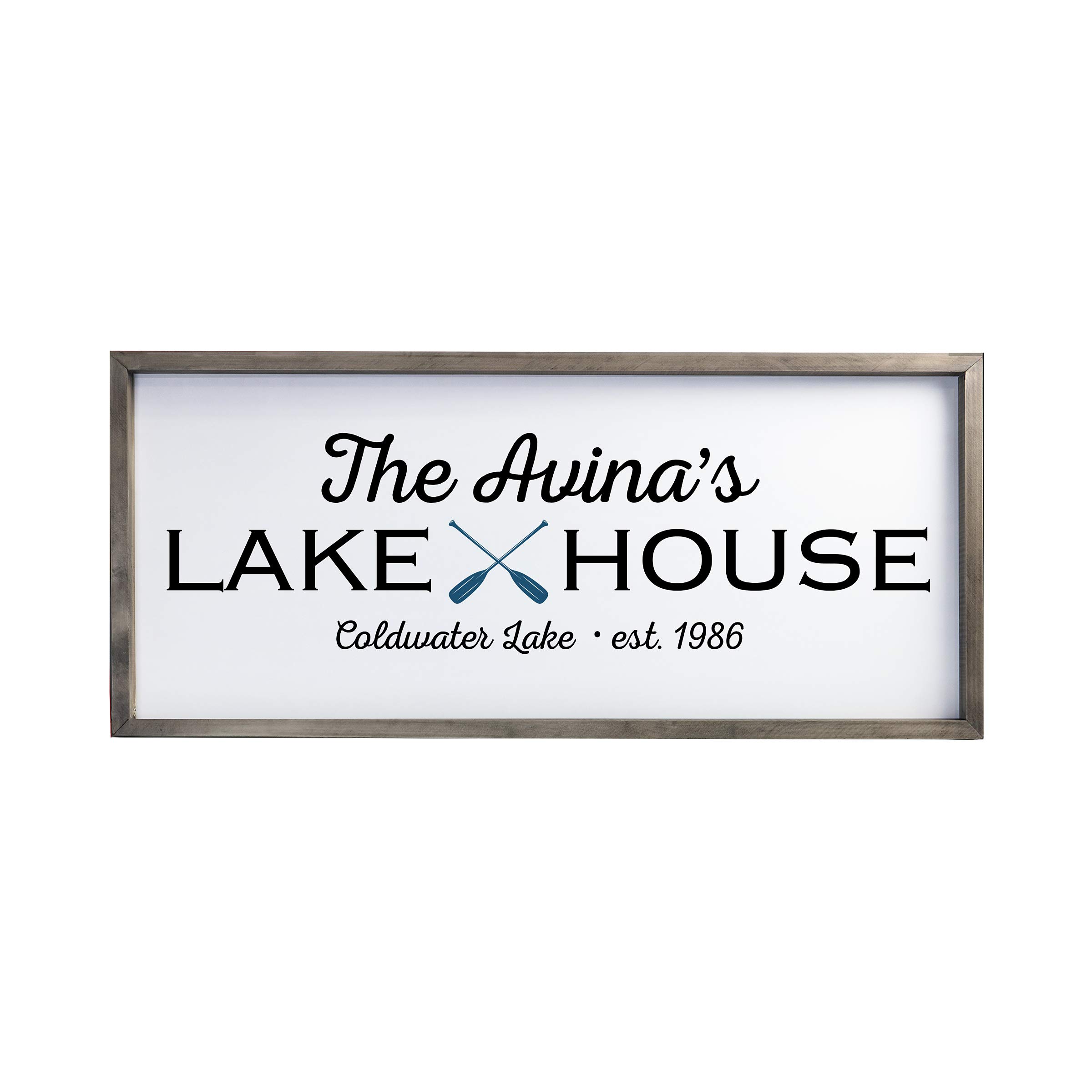 LifeSong Milestones Personalized Inspirational Framed Shadow Box - Christian Wall Decor for Home, Lake House, or Office - Perfect Gift for Parents, Husband, Wife - Housewarming Present with Paddles Design - Table & Shelf Sitter - 13x30 Inches in Gray - Ideal for Living Room, Bedroom, or Entryway Decor
