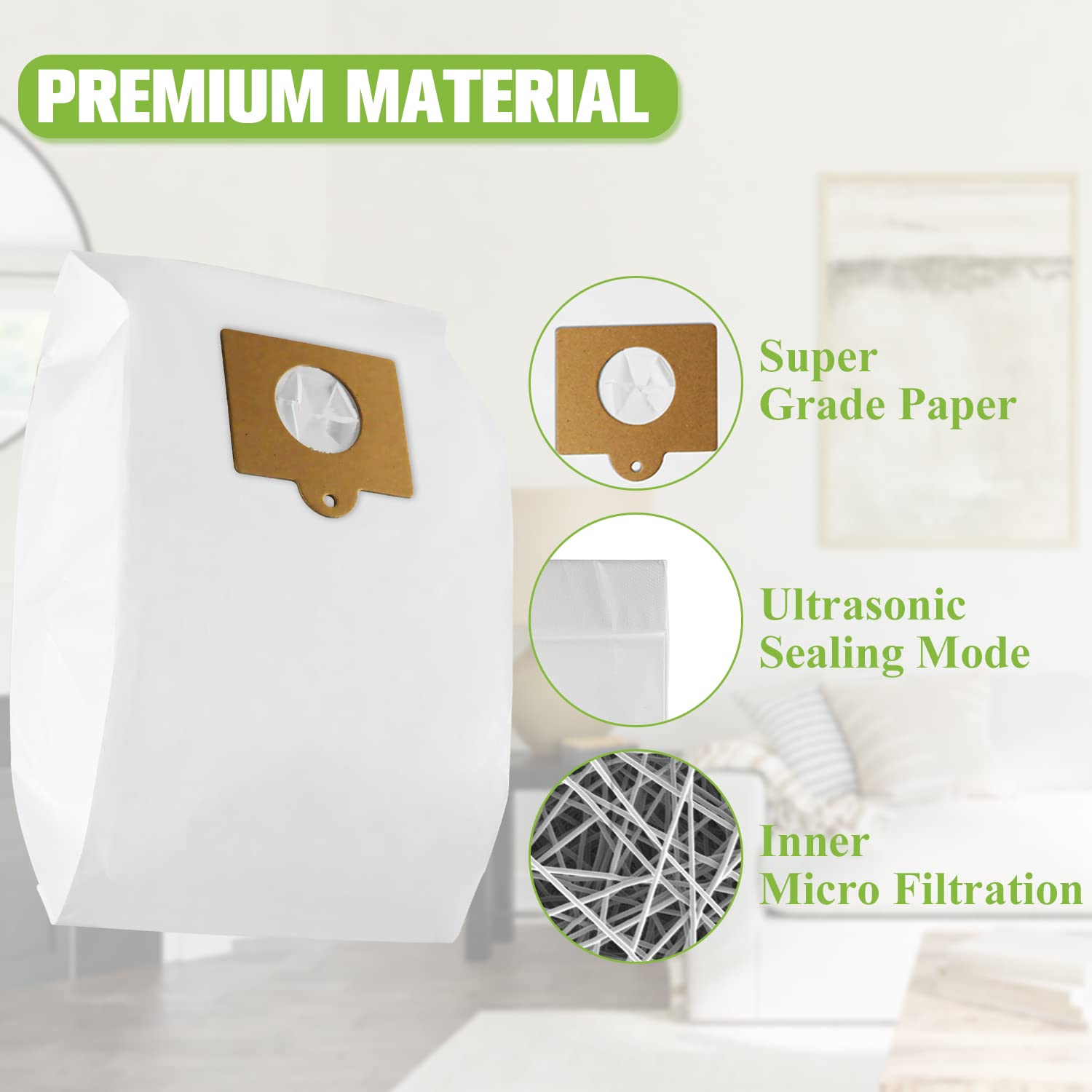 15-Pack Kenmore Canister Vacuum Bags Replacement - Compatible with Type C/Q 5055, 50557, 50558, 50104, C-5, C-18, C-19 Models - High Efficiency Dust Collection for Home Cleaning & Pet Hair Removal