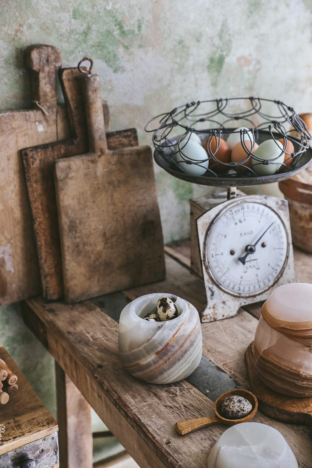 Hand Carved Green Alabaster Canister - Elegant Home Decor Storage Jar for Spices, Tea & Kitchen Essentials | Perfect for Farmhouse, Boho & Rustic Style Decor