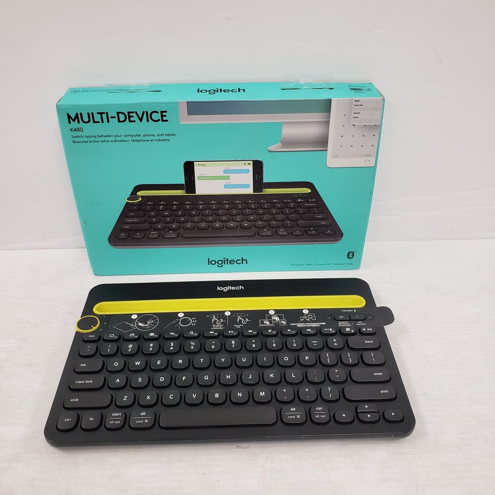 Logitech K480 Multi-Device Bluetooth Keyboard - Compatible with Windows, Mac, iOS & Android - Perfect for Home Office, Remote Work & Multi-Tasking