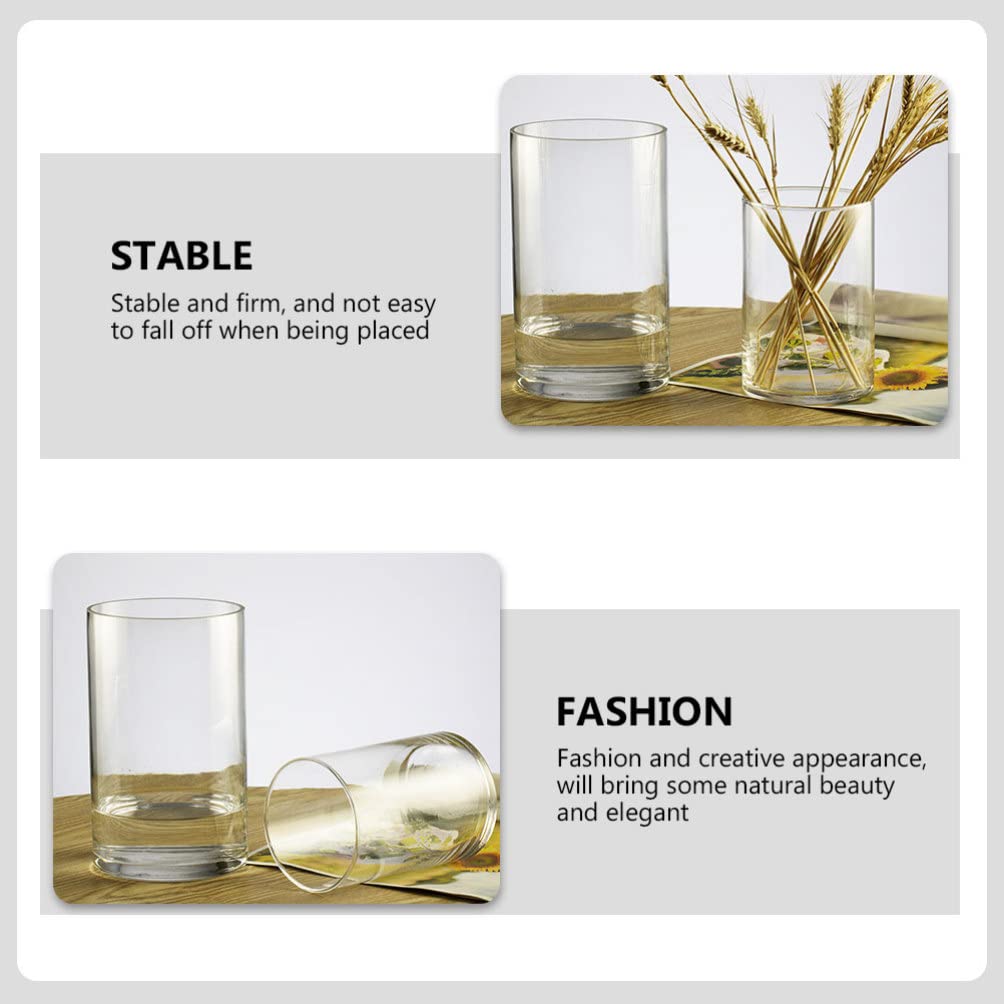VICASKY Clear Glass Vase for Plants and Flowers - Transparent Floral Holder, Wedding Centerpiece, Bookshelf Decor - Perfect for Home, Office, and Event Decorations