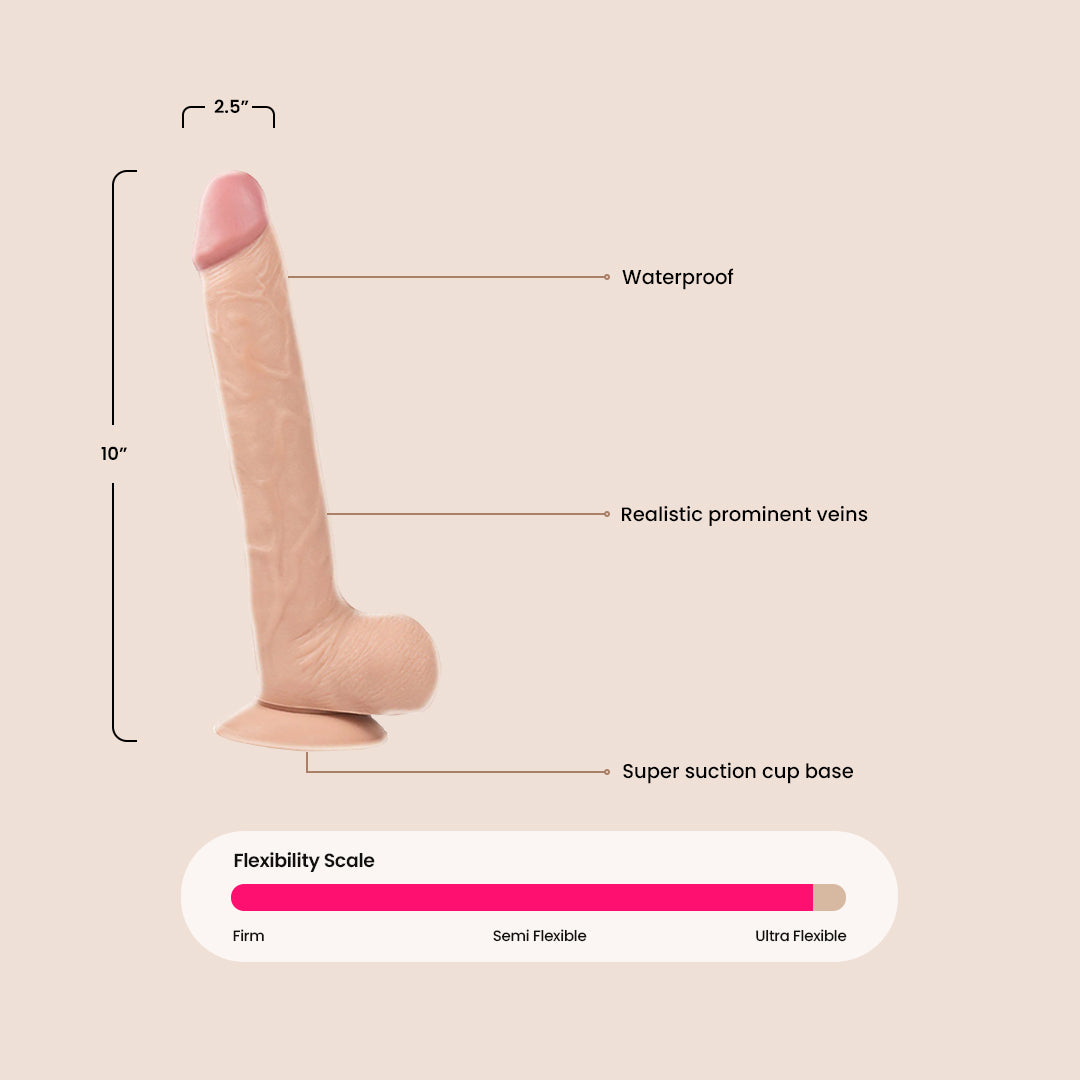 10 Inch Realistic Dildo with Balls - Lifelike Silicone Adult Toy for Men & Women | Perfect for Solo Play, Couples Fun & BDSM Exploration