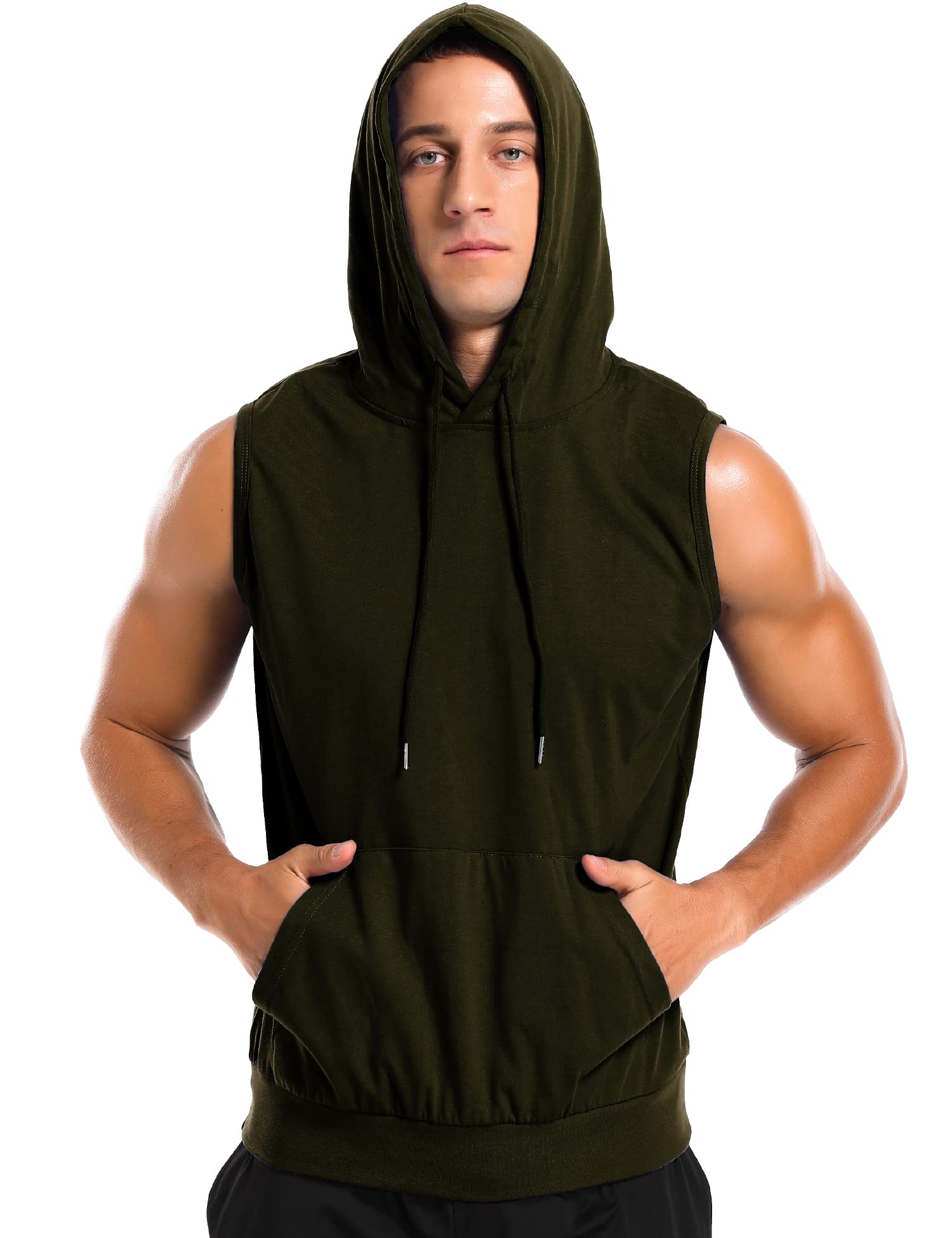 Amussiar Men's Workout Hooded Tank Top - Sleeveless Gym Training Hoodie for Bodybuilding & Muscle Cut Off Shirt - Perfect for Weightlifting, CrossFit & Streetwear Fashion