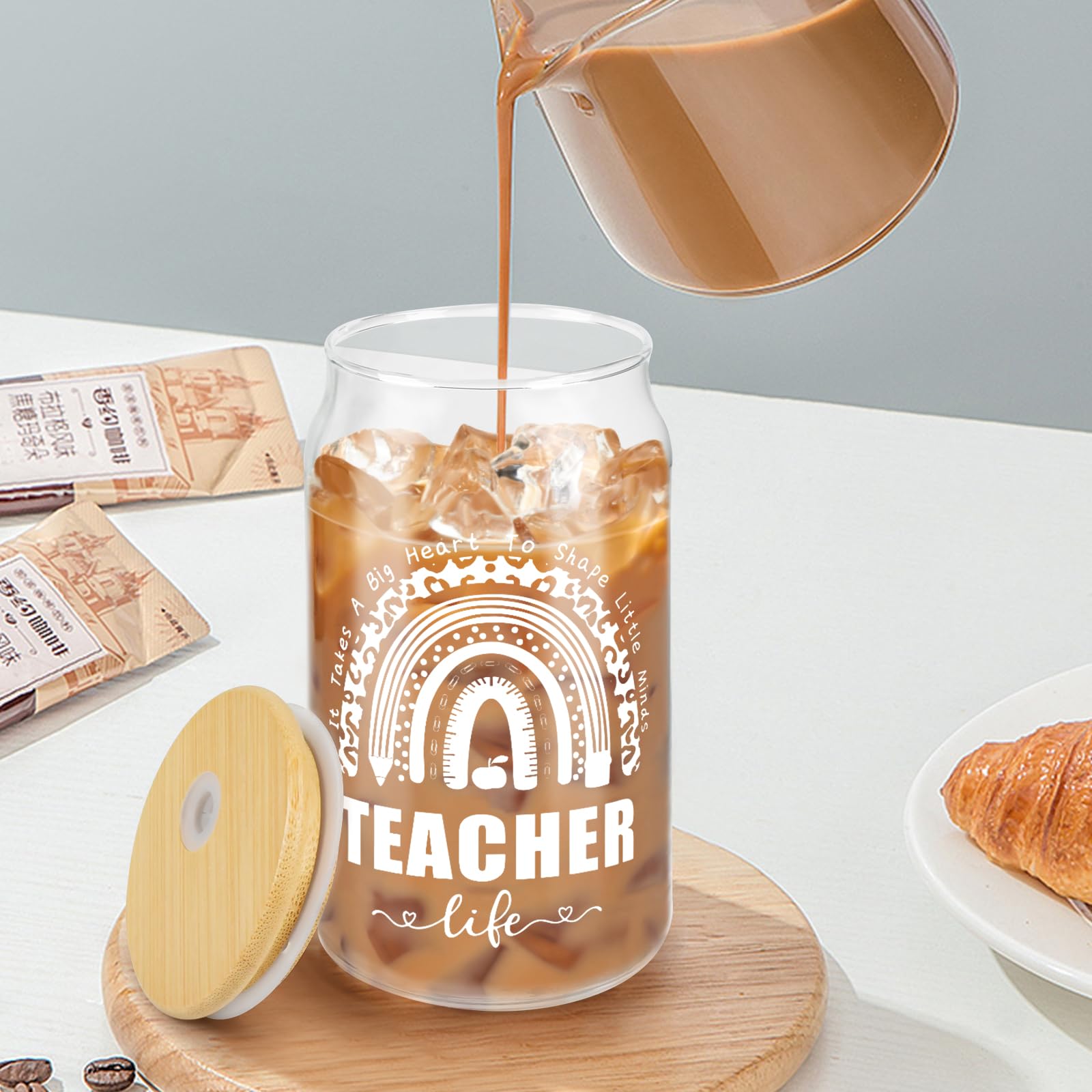 Teacher Appreciation Gifts - 16oz Glass Can for Women & Men - Perfect for Retirement, Back to School & Thank You Presents