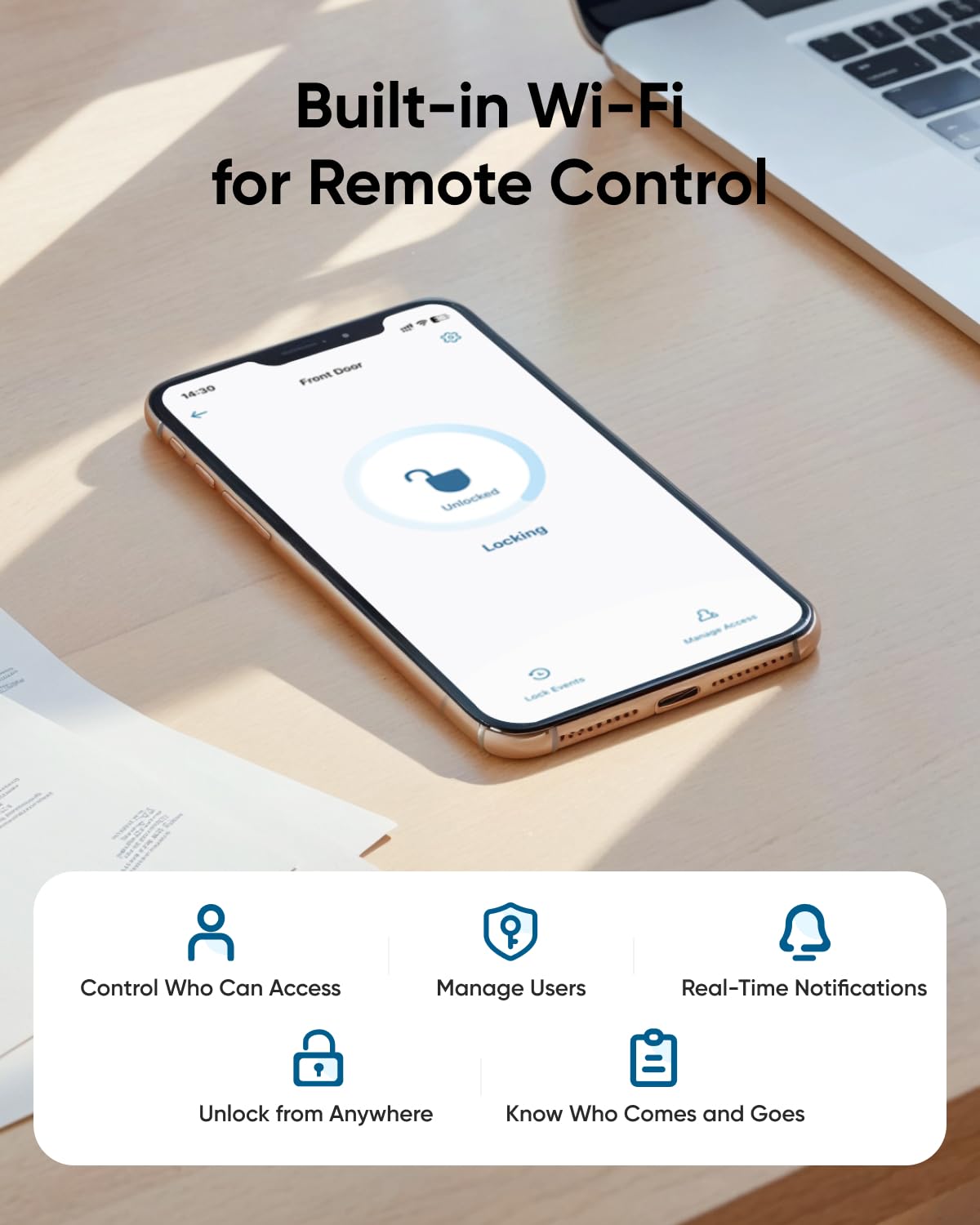 eufy Smart Lock C33 - Fingerprint & Keyless Entry Door Lock with Wi-Fi, App Control, Auto Lock, IP53 Waterproof (Nickel Finish) - Perfect for Home Security & Smart Access Control