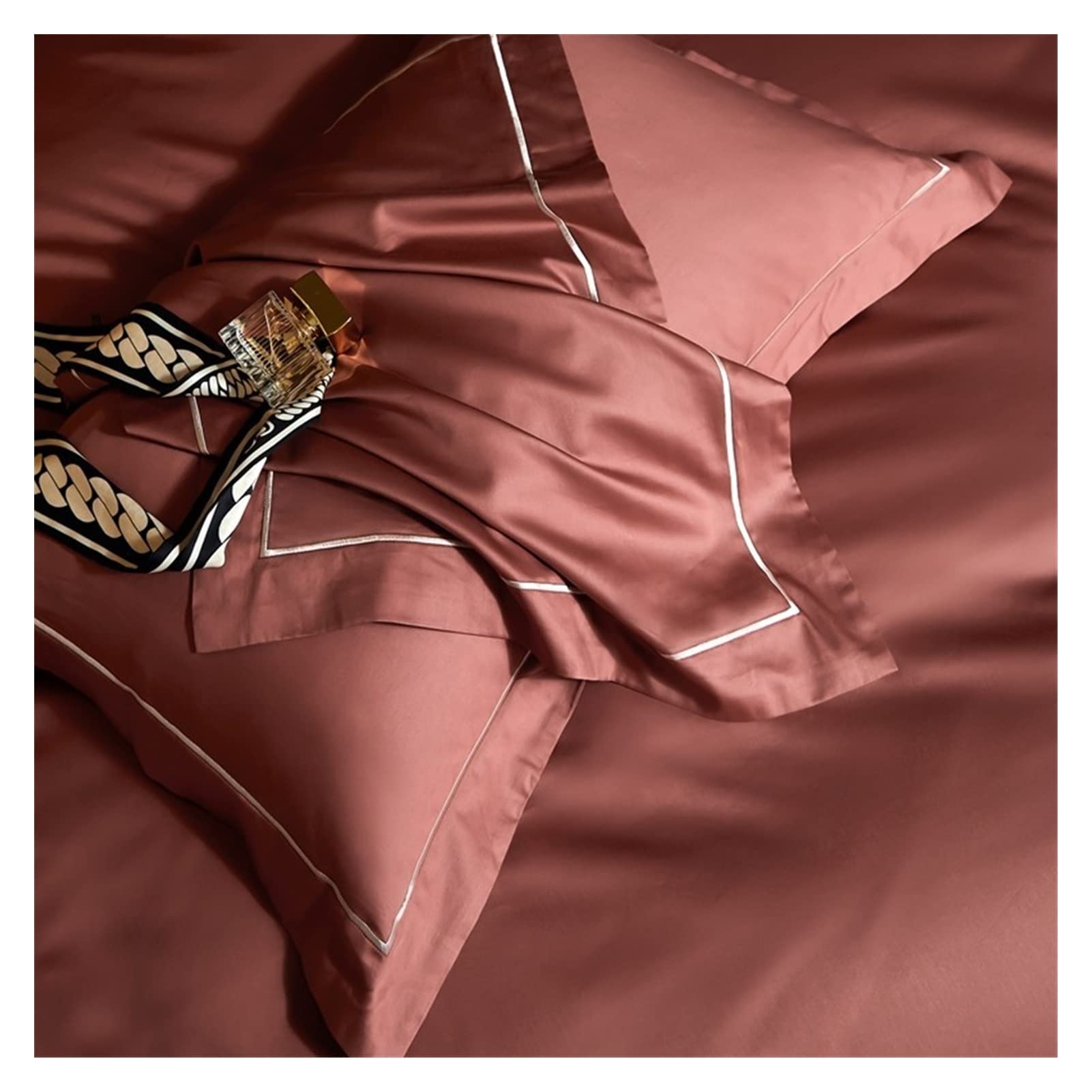 TOMYEUS Luxury 1000TC Egyptian Cotton Bed Sheet Set - 4 Piece Duvet Cover Set with Flat Sheet & Pillowcases for Queen/King Size Beds | Ultra Soft Bedding for Master Bedroom, Guest Room & Hotel Use