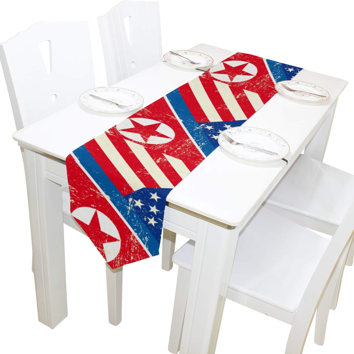 WOOR Double-Sided USA & Korean Table Runner 13x90in - Wedding & Dining Decor