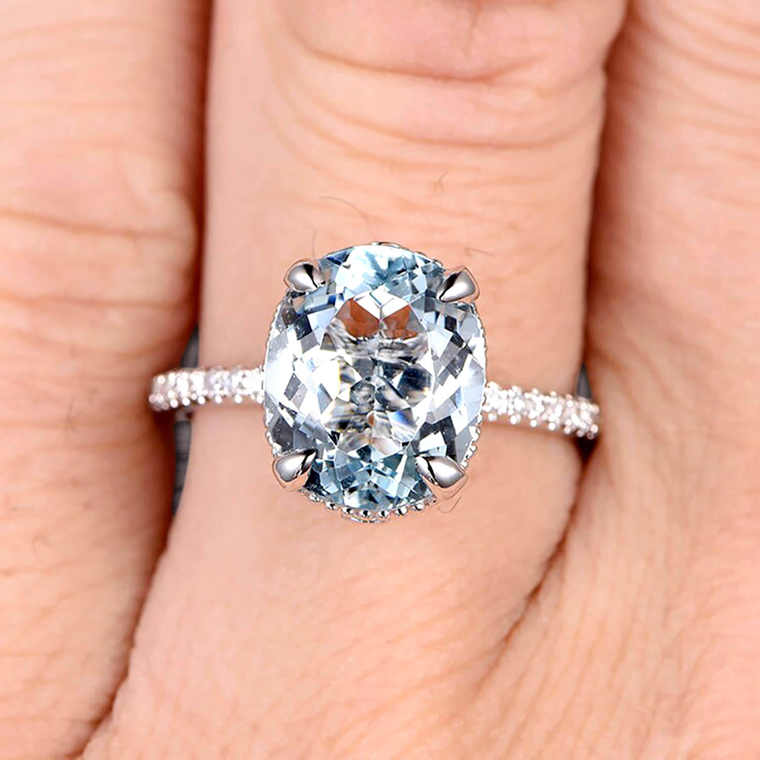 1.50 Carat Oval Cut Aquamarine Engagement Ring in 10k Rose Gold - Perfect for Proposals, Anniversaries & Romantic Occasions
