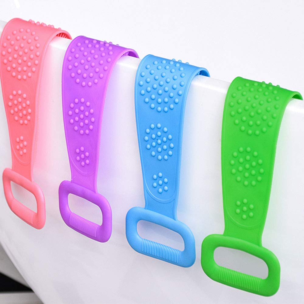 Premium Silicone Body Scrubber & Exfoliating Shower Towel - Back Cleaning Strap with Massage Bristles for Men & Women - Hygienic Bath Brush for Deep Cleansing & Skin Exfoliation (Green) - Perfect for Spa, Shower & Daily Body Care Routine