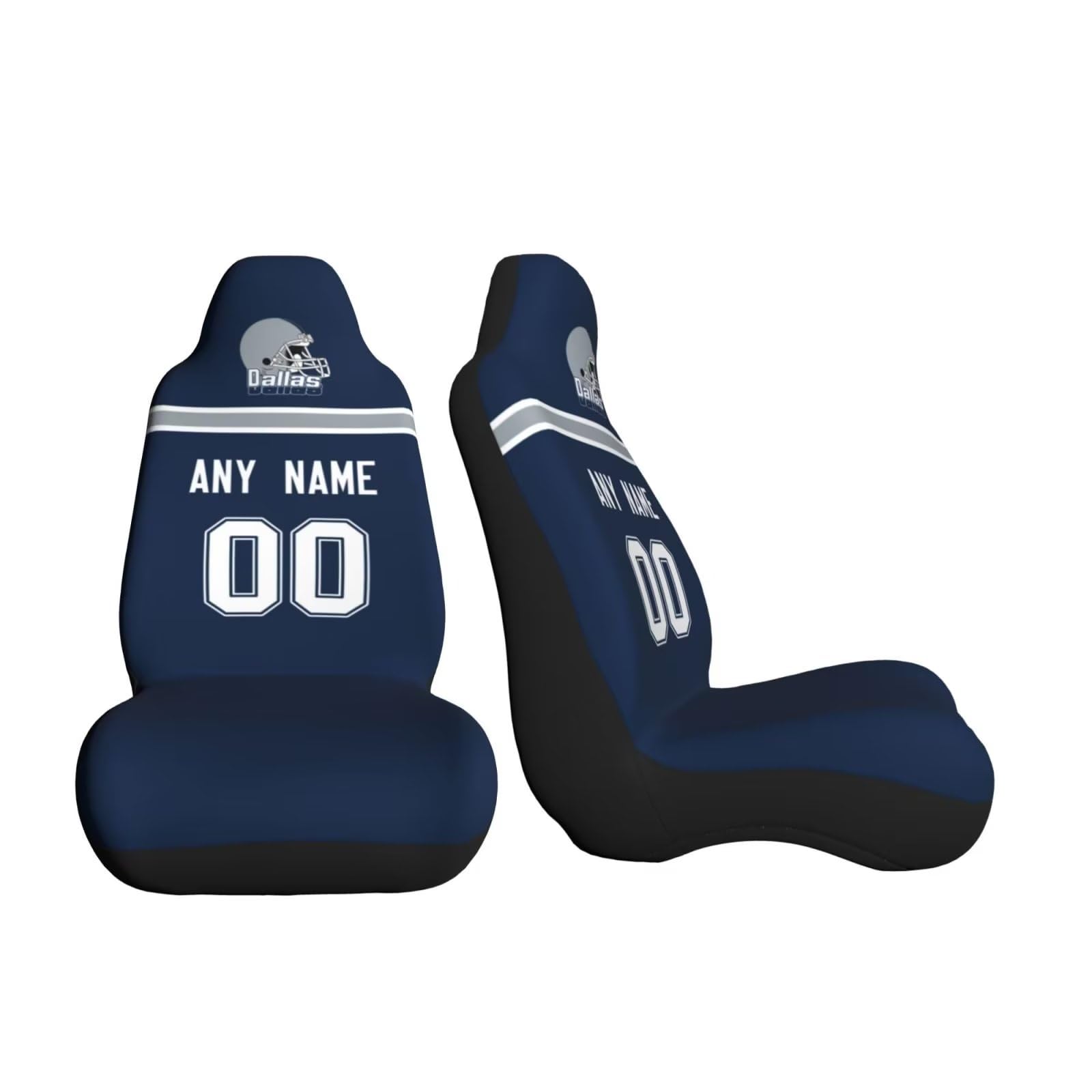 Custom Dallas Cowboys Football Car Seat Covers - Personalized Name & Number Car Accessories, Elastic Front Seat Protector, Universal Fit for Most Cars, Perfect for Game Day & Road Trips