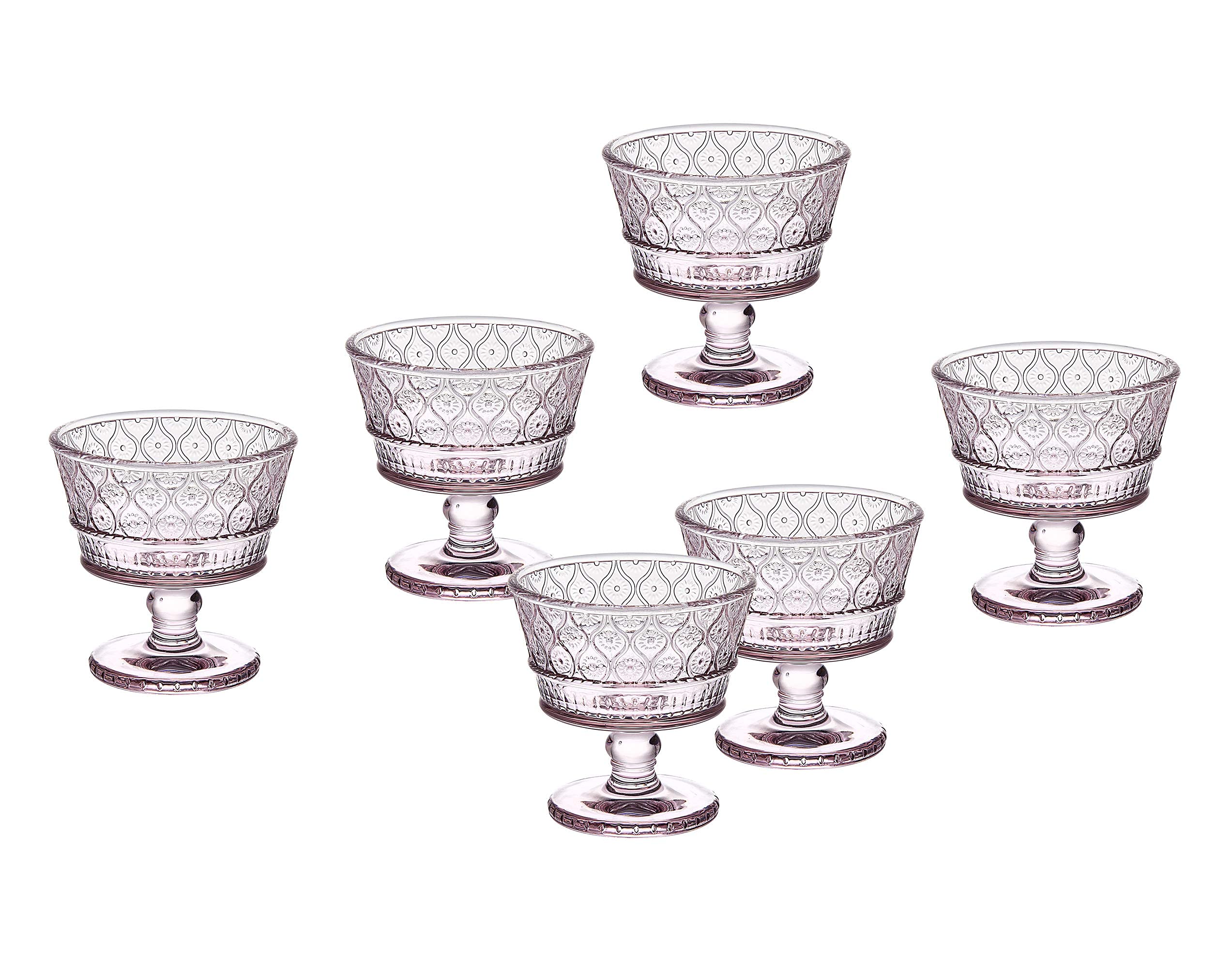 Godinger Claro Collection 8-Piece Pink Serving Bowls Set - Elegant Ice Cream & Dessert Cups for Parties, Entertaining & Home Dining