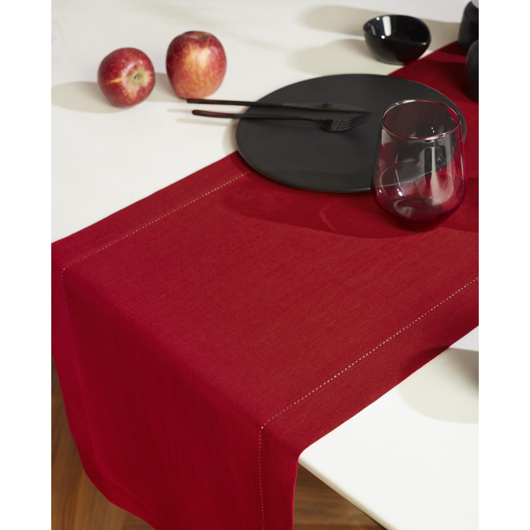 Solino Linen Table Runner 14x36 Inch - 100% Pure Linen for Coffee & Dresser Tables
