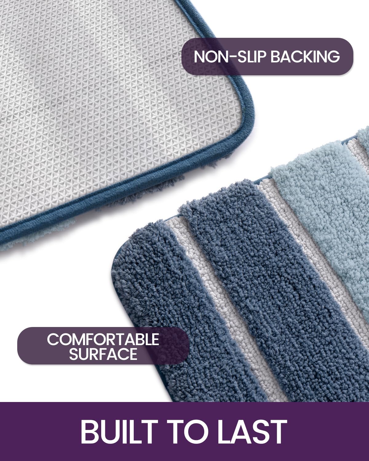 Non-Slip DEXI Bathroom Mat Rug 16x24 Inch, Super Absorbent Washable Shower Mat - Soft Floor Carpet for Bathroom, Sink & Tub Decor in Turquoise Blue - Perfect for Wet Floors, Bathroom Safety & Home Spa Relaxation