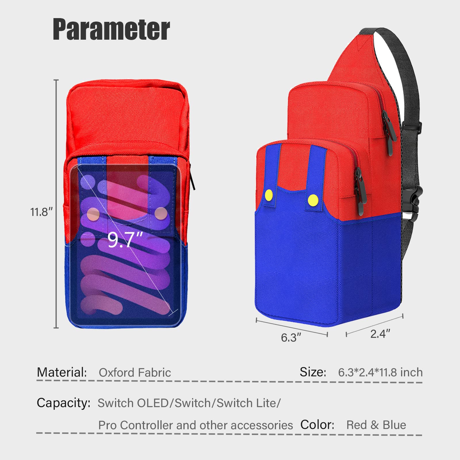 Waterproof Travel Sling Bag for Nintendo Switch/Lite/OLED & Steam Deck - Portable Crossbody Shoulder Chest Gaming Backpack for NS/SD Console, Dock & Joy-Cons Accessories | Perfect for Commuting, Travel & Outdoor Gaming