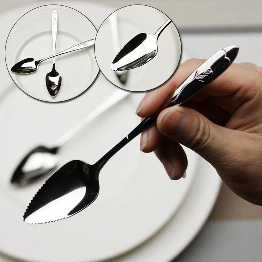 Premium Stainless Steel Grapefruit Spoons - Serrated Edge for Citrus Fruits, Kiwi, Avocados, Salads & Desserts | Durable Kitchen Utensils for Breakfast, Brunch & Fruit Serving