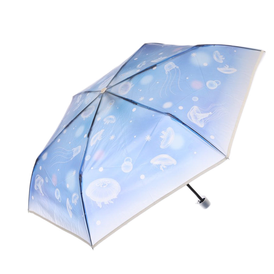 W.P.C. Enoshima Aquarium Mini Umbrella Deep Blue (220g) - Compact Travel Umbrella for Rain & Sun Protection - Perfect for Beach, Travel, and Outdoor Activities