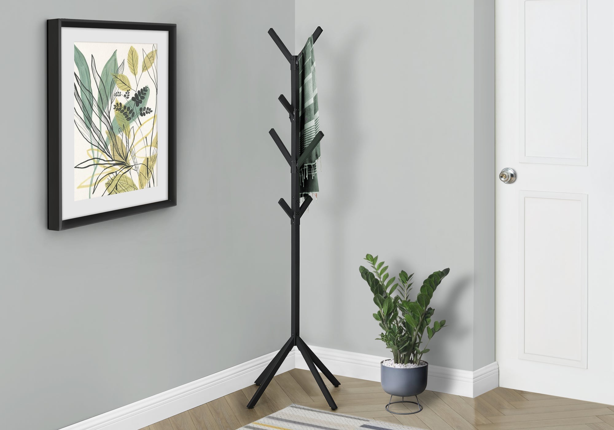 70H Black Metal Coat Rack - Heavy Duty Wall Mounted Coat Hanger for Jackets, Hats & Bags - Perfect for Entryway, Bedroom & Closet Organization
