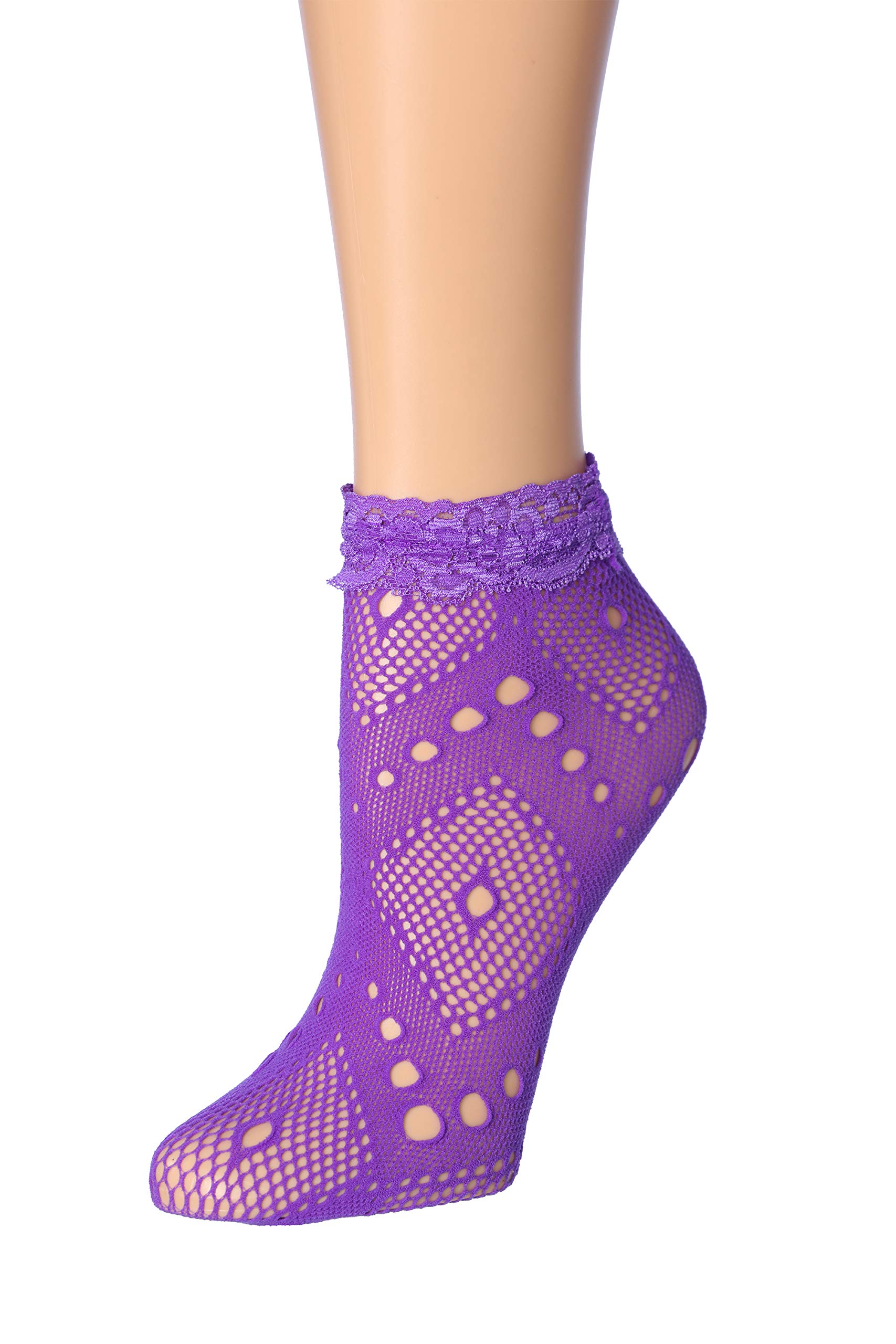 Colorful Women's 6 Pack Lace Ankle Socks with Ruffled Trim - Cute Fashion Socks for Casual Wear, Summer Outfits & Sneaker Styling