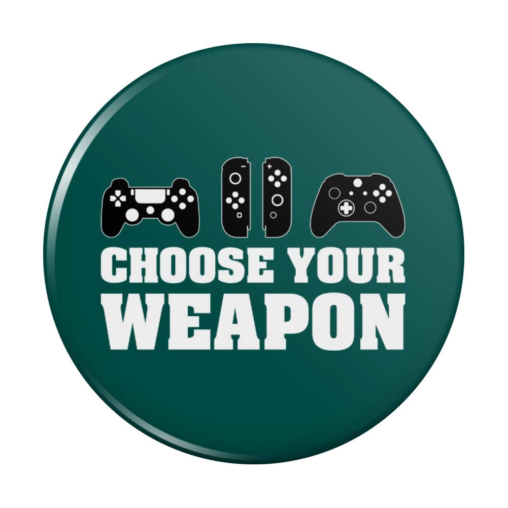 Custom Game Controller Pinback Buttons - Choose Your Weapon Design for Gamers & Collectors | Perfect for Backpacks, Jackets & Gaming Conventions