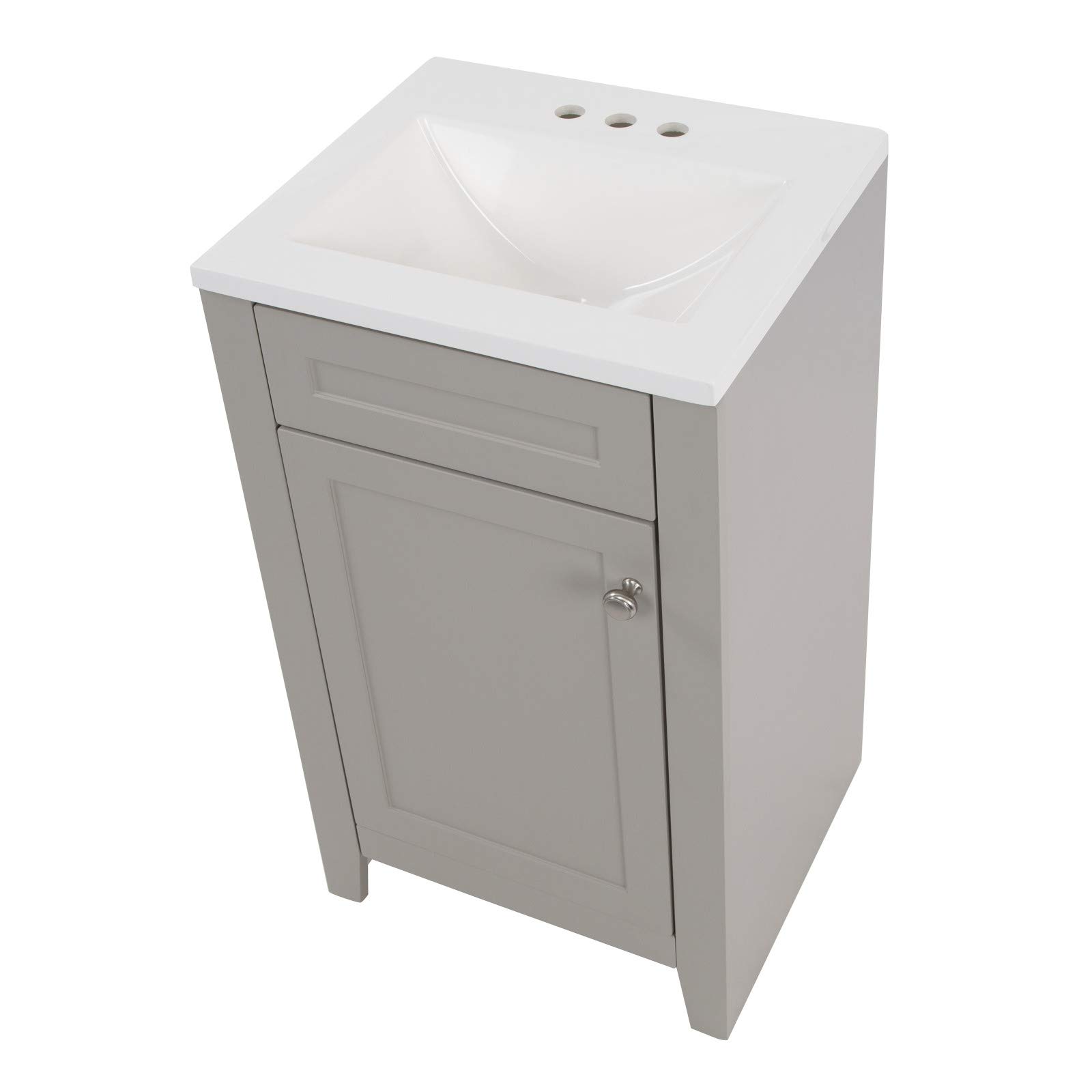 Spring Mill Cabinets Wyre 18 Inch Bathroom Vanity Set with White Ceramic Sink, 1-Door Storage Cabinet, Modern Gray Finish - Perfect for Small Bathrooms, Powder Rooms & Apartment Remodels (18.5
