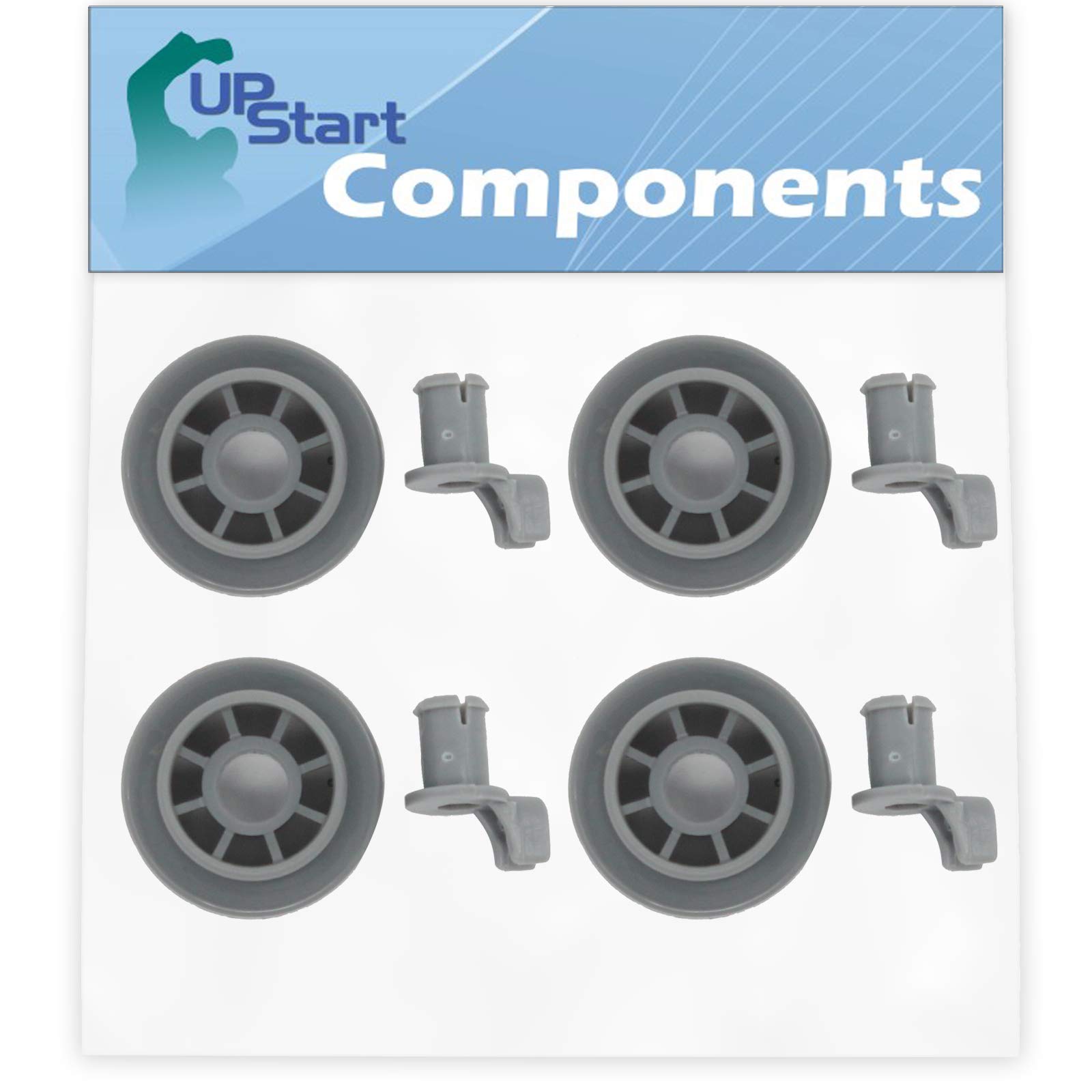 4-Pack Dishwasher Lower Dishrack Wheel Replacement for Bosch SHU3326 UC/11 - Compatible with 00165314 Lower Rack Roller - UpStart Components Brand - Easy DIY Repair for Smooth Dish Rack Movement