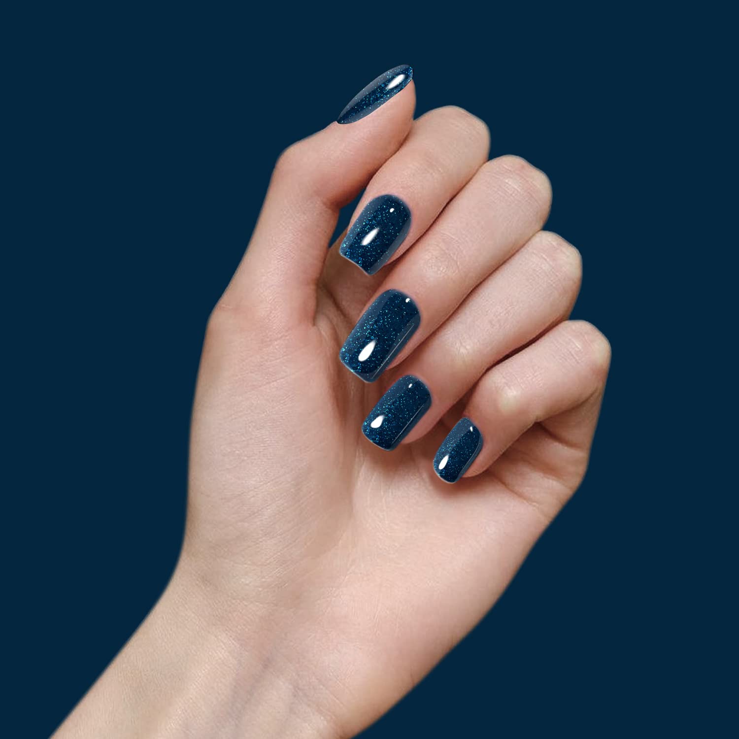 Vishine 4Pcs Blue Gel Nail Polish Kit - Aquarius Holy Water Collection, Baby Blue Navy Blue Shimmer Glitter Colors for Nail Art | Perfect for Girls, Women, DIY Manicures at Home, Salon & Party Nails