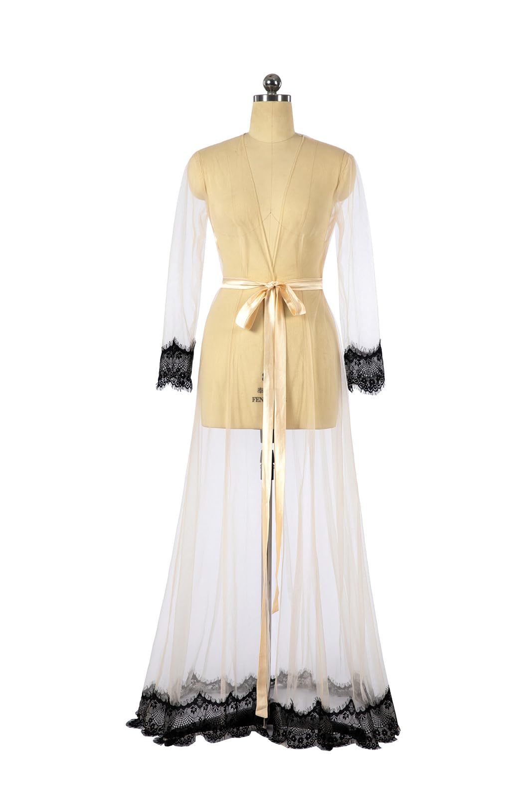 Elegant Women's Tulle Lace Maternity Robe - Soft Bridal Photoshoot Gown & Luxury Bathrobe for Pregnancy, Boudoir & Spa Relaxation