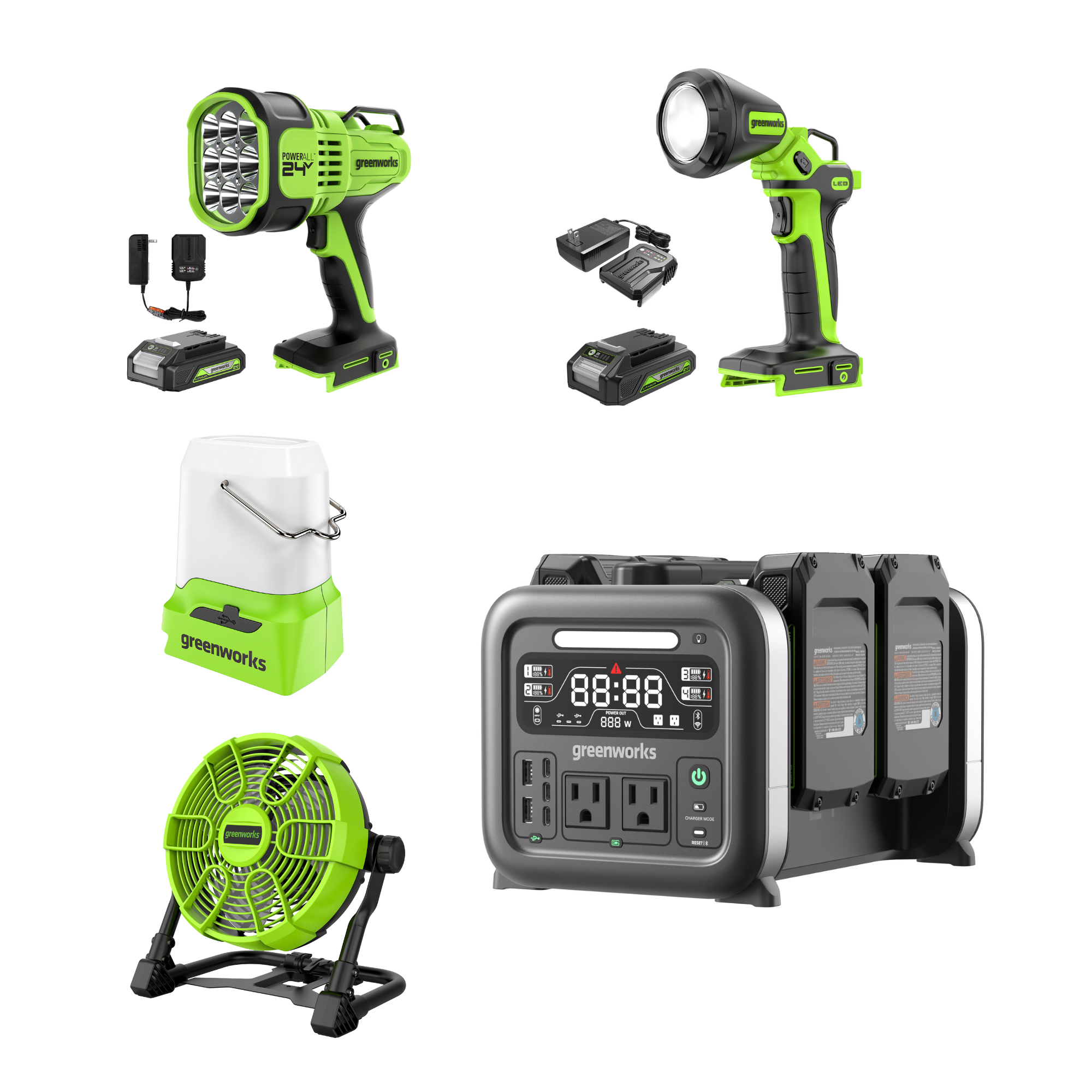 24V Emergency Power Outage Kit with 4 Rechargeable Batteries & Built-in Charger - Backup Power Supply for Home, Office, and Outdoor Use During Blackouts