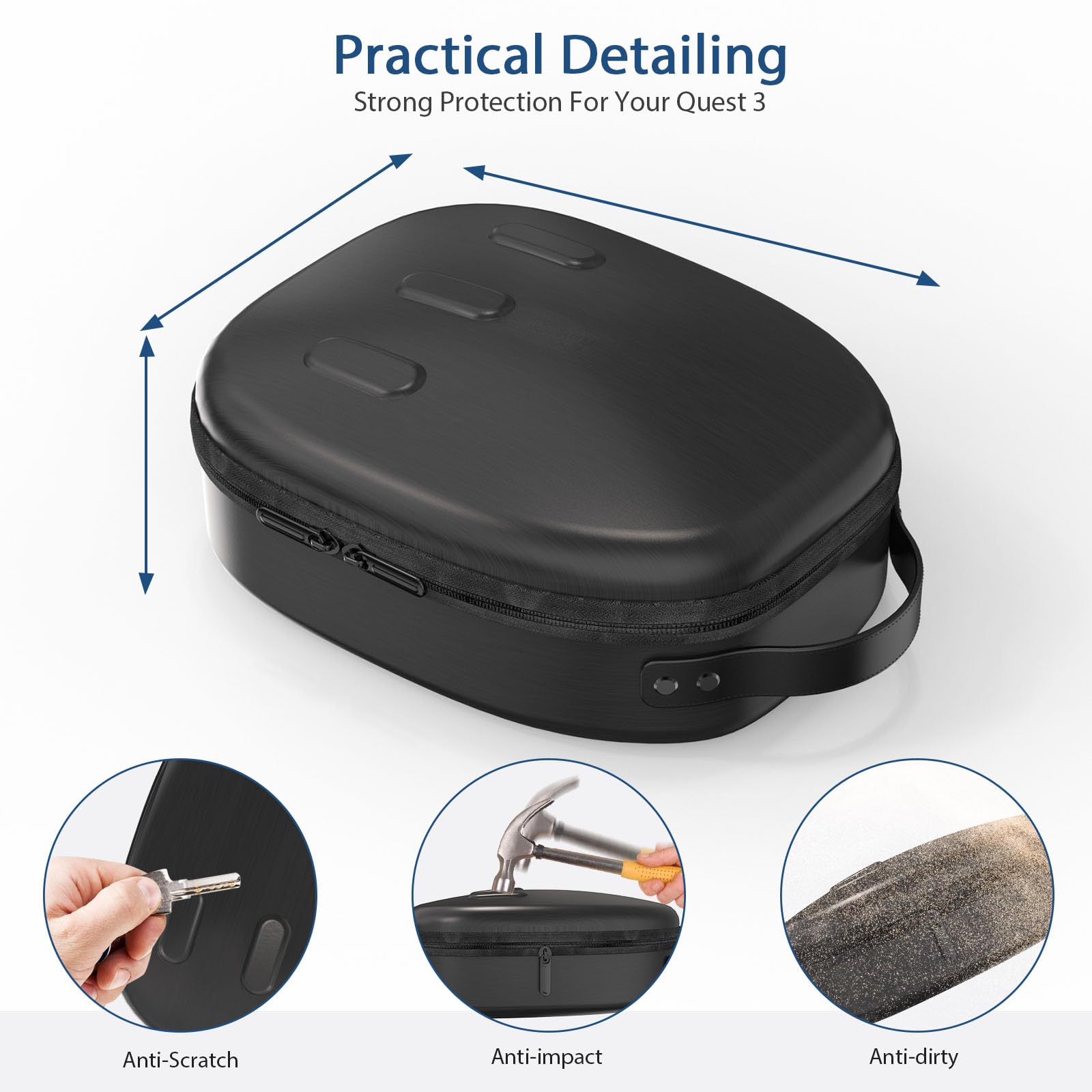 MTomato VR Carrying Case for Meta Quest 3 - Lightweight EVA Travel Storage Box with Controller Compartment | Protective Case for Oculus Quest 3 Headset & Accessories | Perfect for Gaming, Travel & VR Storage (Black)
