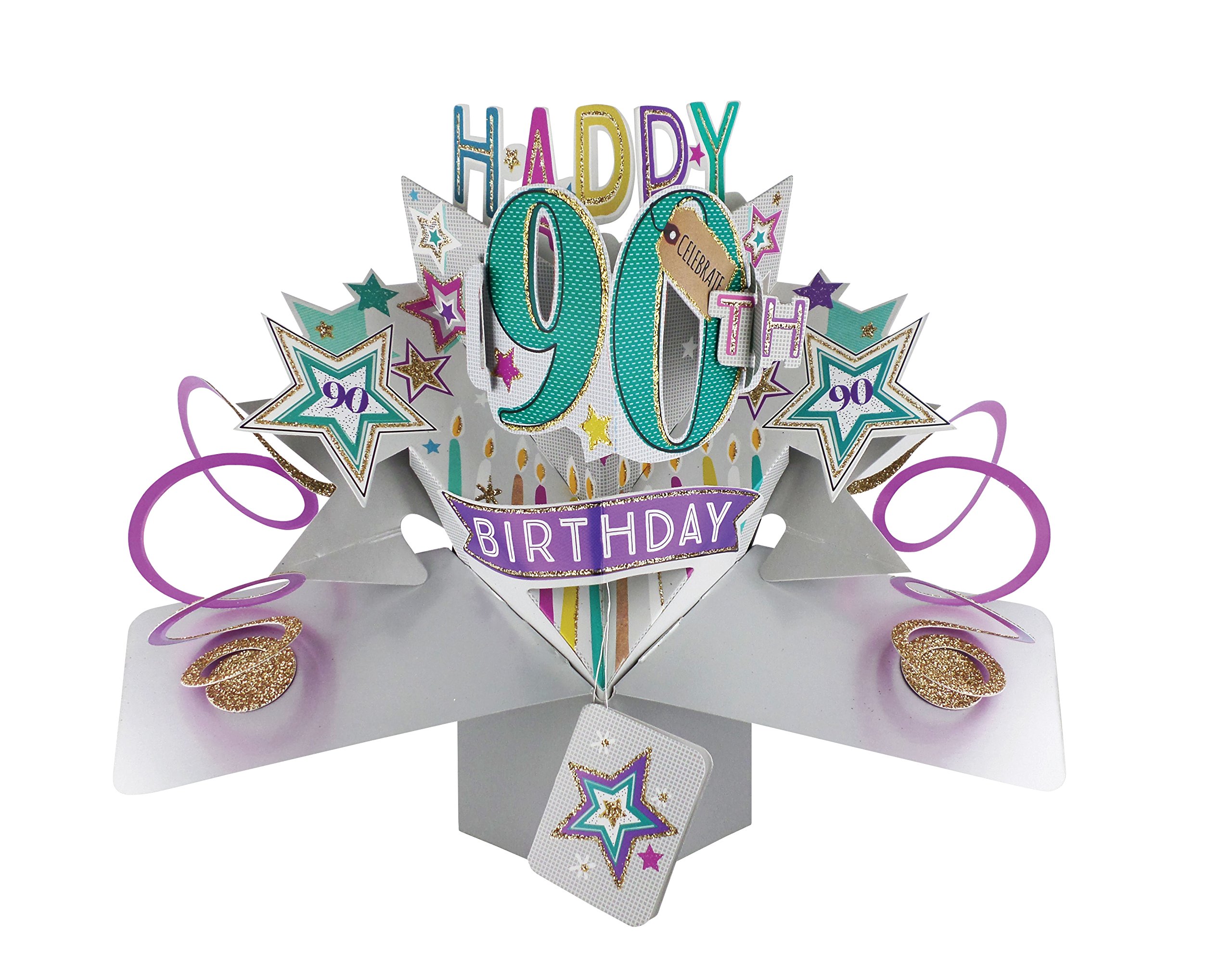 Second Nature 90th Birthday Pop Up Greeting Card - Elegant 3D Pop-Up Design for Milestone Celebrations (POP166) - Perfect for Grandparents, Anniversaries & Special Occasions