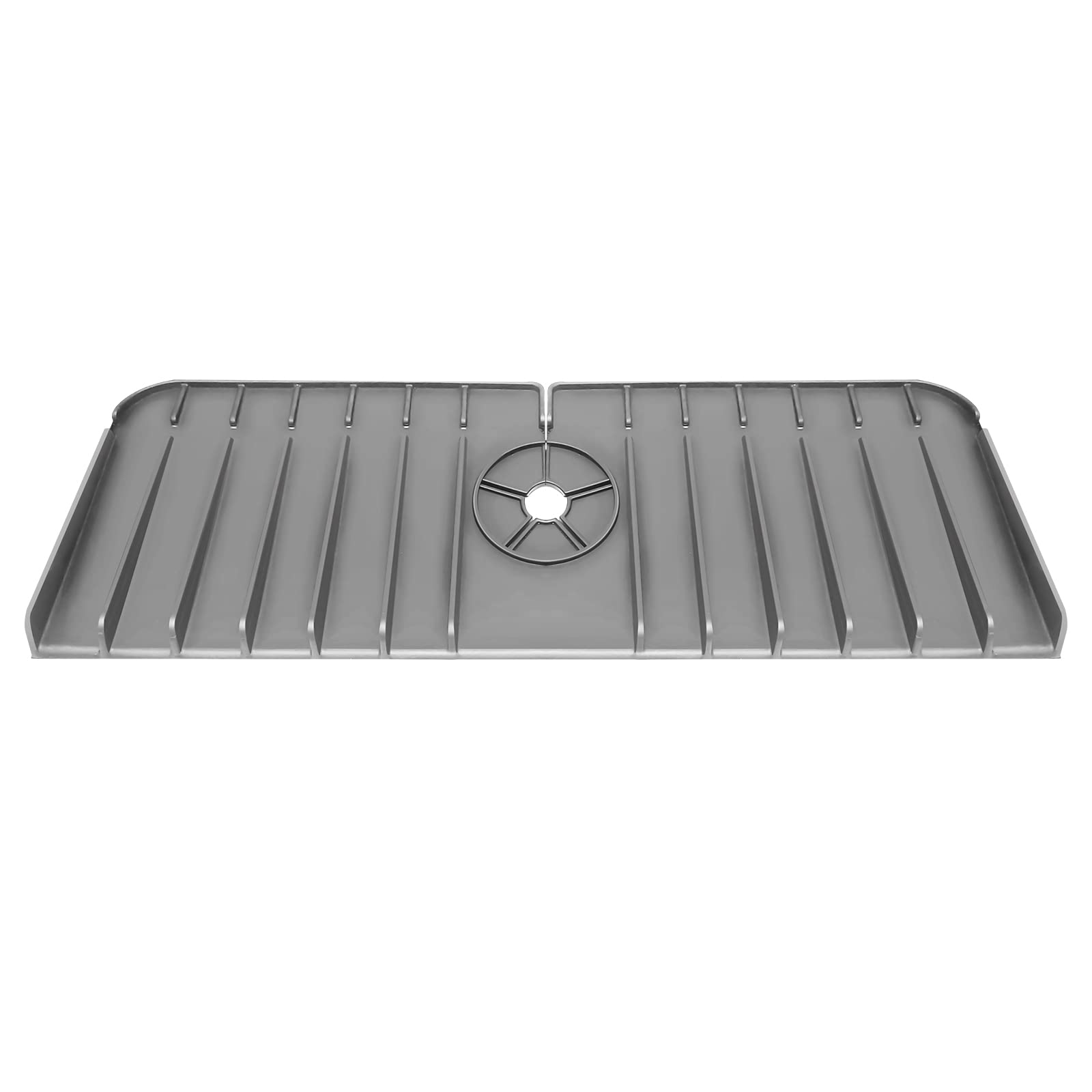 Premium Silicone Kitchen Sink Splash Guard & Drip Catcher Mat - Non-Slip Sink Protector, Dishwasher Safe, Gray - Perfect for Spill Prevention & Countertop Protection in Modern Kitchens