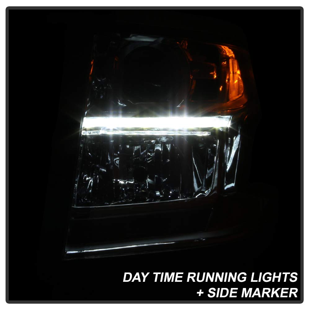 ACANII LED DRL Headlights for 2015-2020 Chevy Tahoe Suburban - Chrome Housing Headlamps Pair (Driver & Passenger Side) - Upgrade Your Vehicle's Style & Visibility for Night Driving & Off-Road Adventures