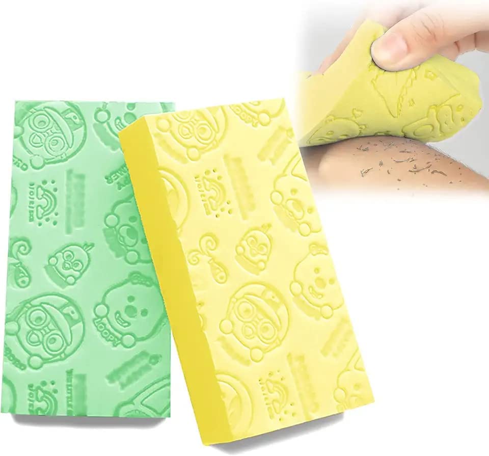 Exfoliating Ultra Soft Baby Bath Sponge | Gentle Shower & Bath Scrubber for Kids | Dead Skin Remover & Multi-Purpose Body Cleanser | Face & Body Exfoliator (Pack of 3) | Perfect for Sensitive Skin & Newborn Care