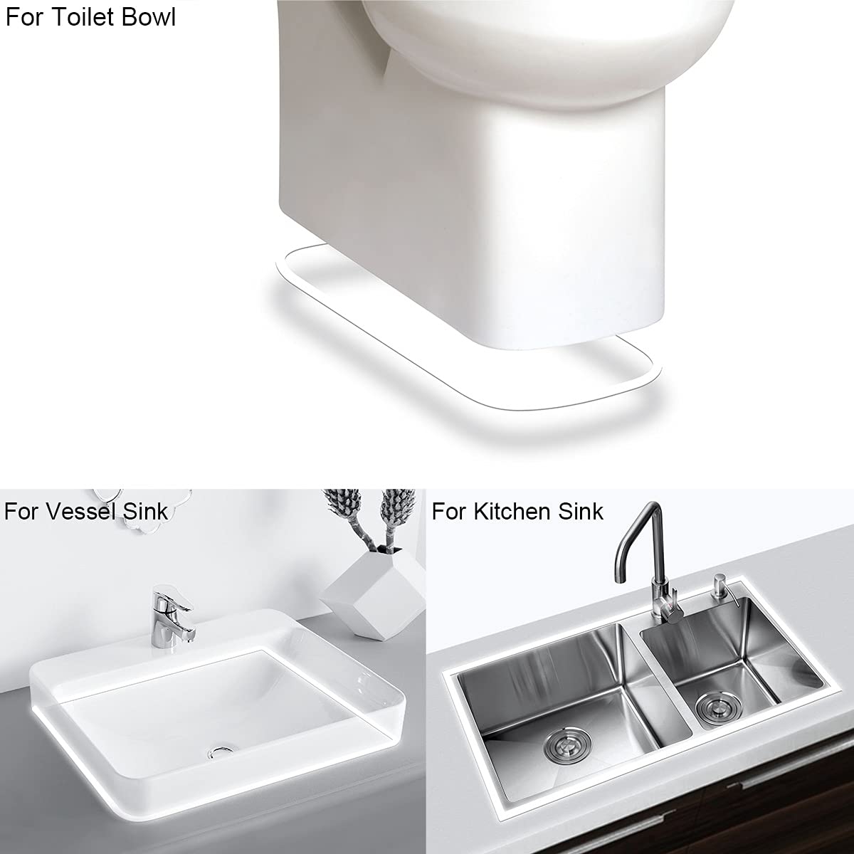Self Adhesive Caulk Tape - Waterproof Rubber Seal Strip for Toilet Bowl Installation, Wash Basin & Kitchen Sink - Easy Peel & Stick Bathroom Sealant Tape for Leak Protection (White) - Perfect for DIY Home Repairs & Waterproofing Projects