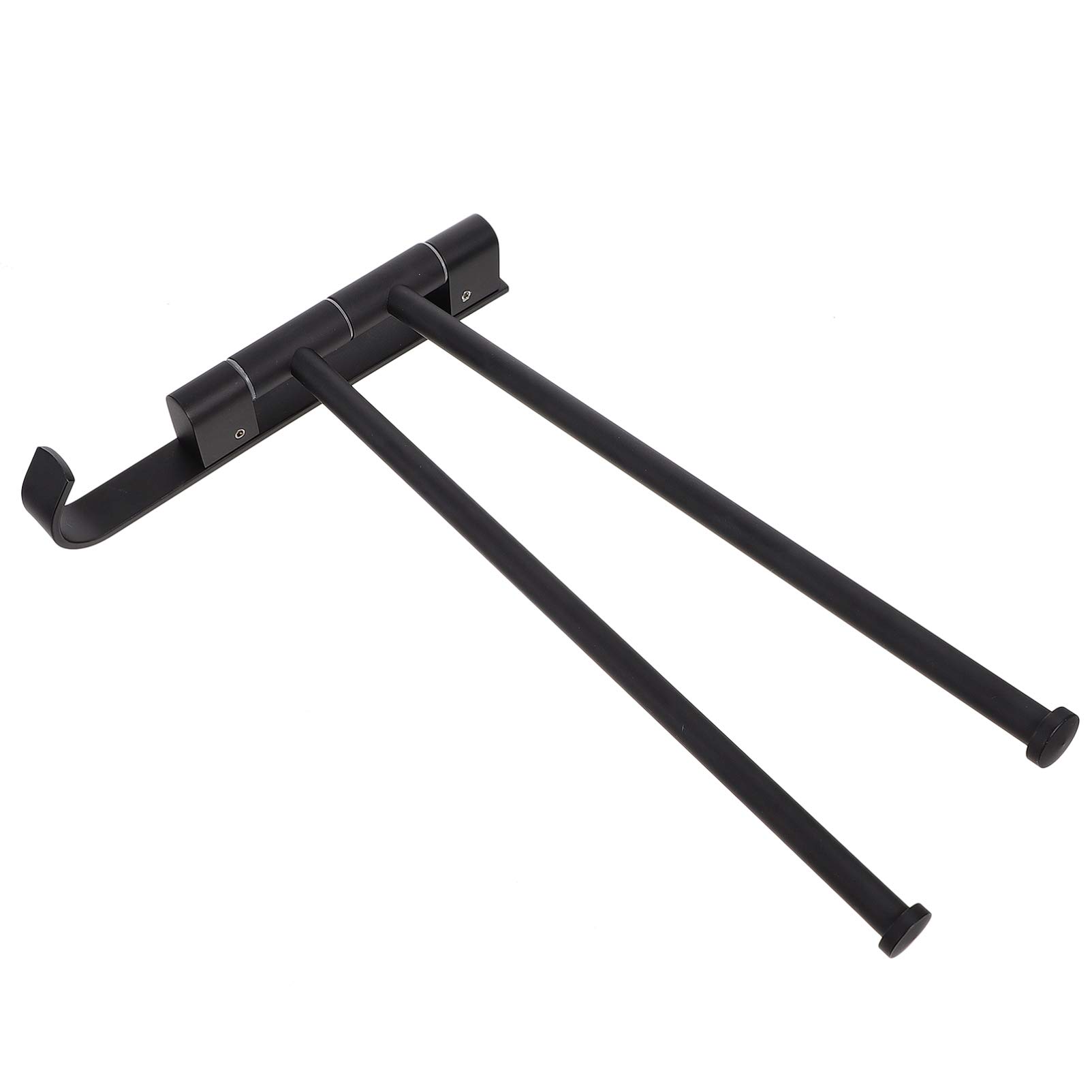 Cabilock Swivel Towel Bar - Self Adhesive Bathroom Towel Holder & Shower Shelf Organizer - Wall Mounted Floating Shelves for Bathroom & Kitchen (Black) - Perfect for Small Spaces & Modern Home Decor
