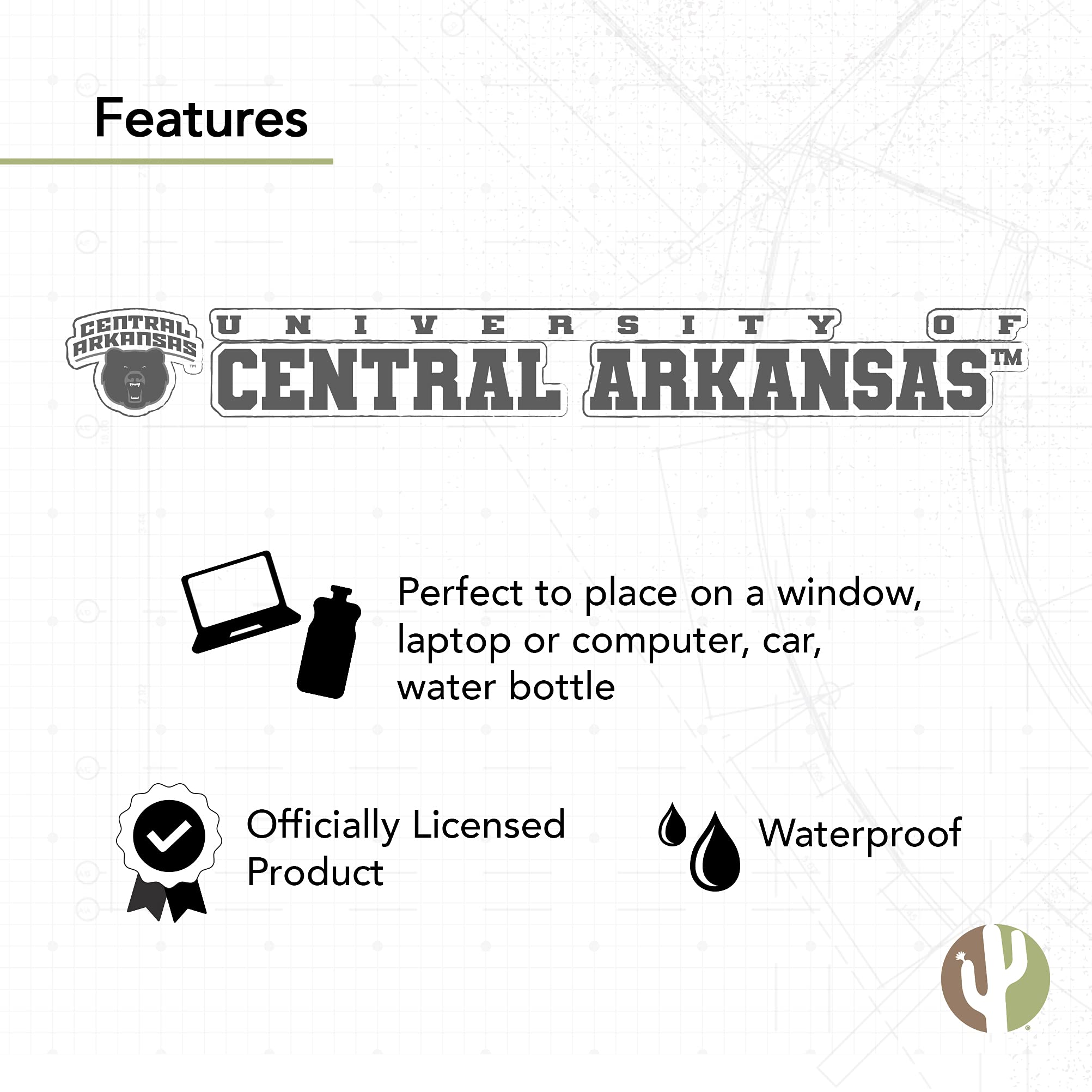 UCA Bears Vinyl Decal Sticker - 8 Inch Desert Cactus Design for Laptop, Water Bottle, Car & Scrapbook | University of Central Arkansas Logo | Perfect for School Spirit, College Pride & Fan Gifts