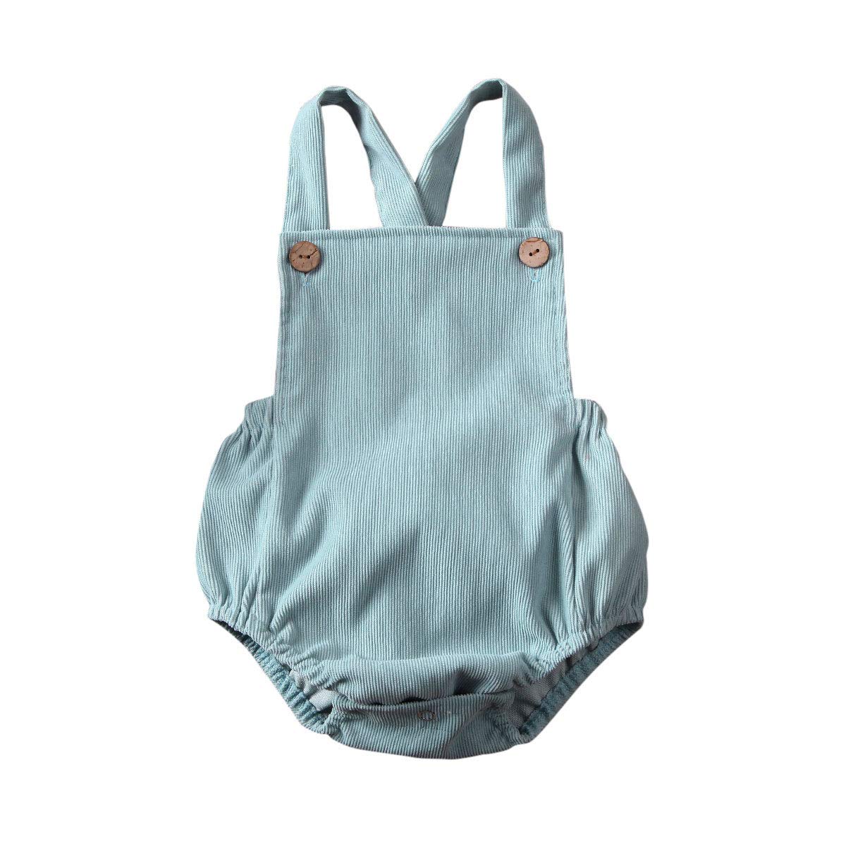 Detstvo Infant Baby Summer Romper - Corduroy Sleeveless Suspender Jumpsuit with Button Overalls | Soft & Comfortable Solid Color Outfit for Boys & Girls | Perfect for Playtime, Outings & Photo Shoots