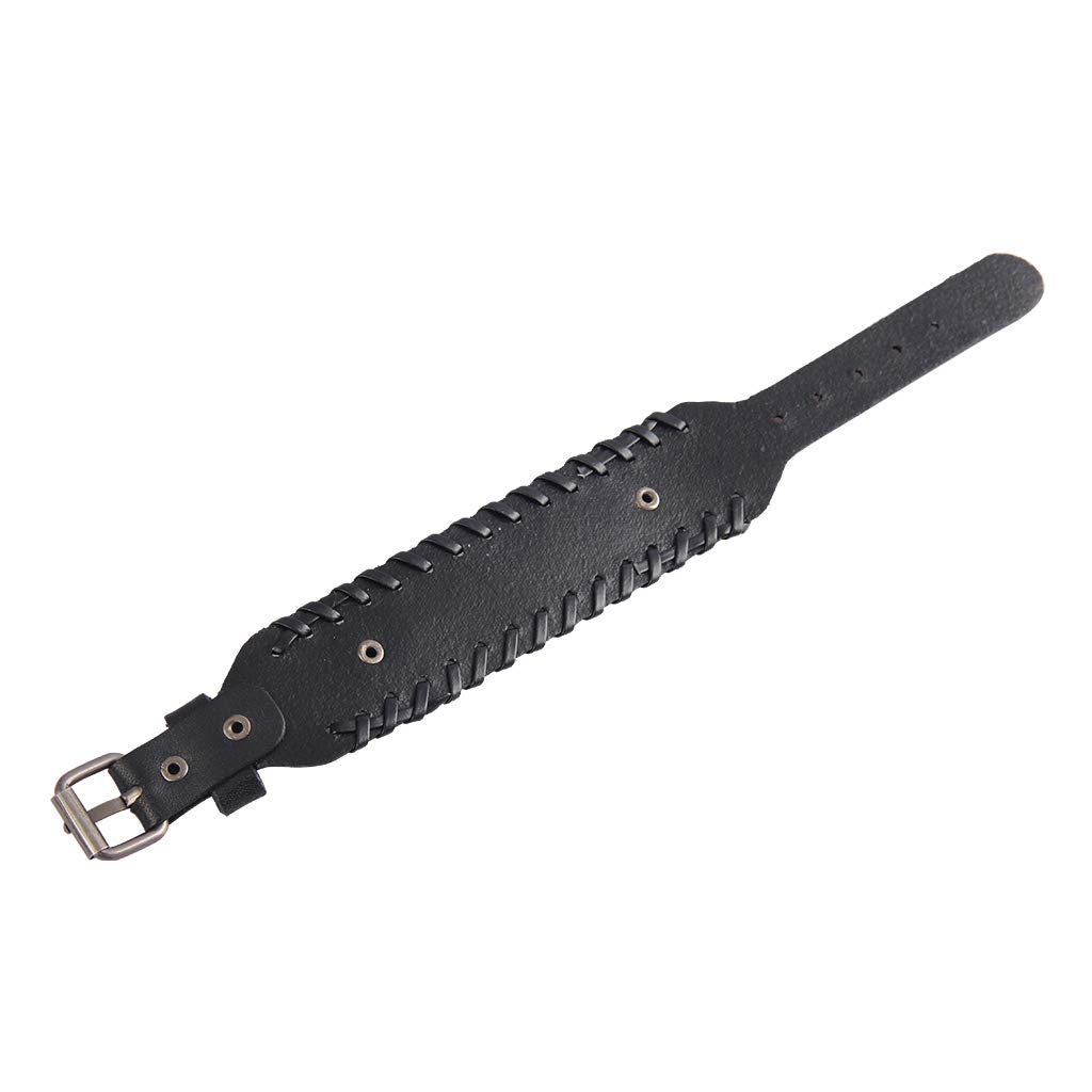 GelConnie Punk Braided Leather Cuff Bracelet for Men & Women - Adjustable Gothic Viking Bangle Wristband - Rock Style Faux Leather Wrap Bracelet - Perfect for Concerts, Festivals & Everyday Fashion