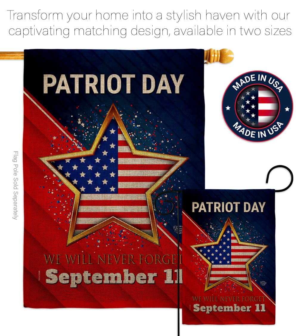 9/11 Memorial Burlap Garden Flag - Patriotic Double-Sided 13x18.5in for Yard & Home