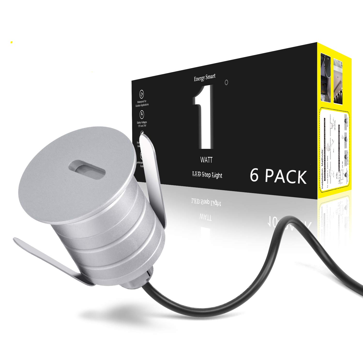 6 Pack Outdoor LED Step Lights - IP67 Waterproof Low Voltage Landscape Lighting for Deck, Stairs, Fence & Garden - 12V DC 3000K Warm White - Perfect for Pathway, Patio and Yard Illumination