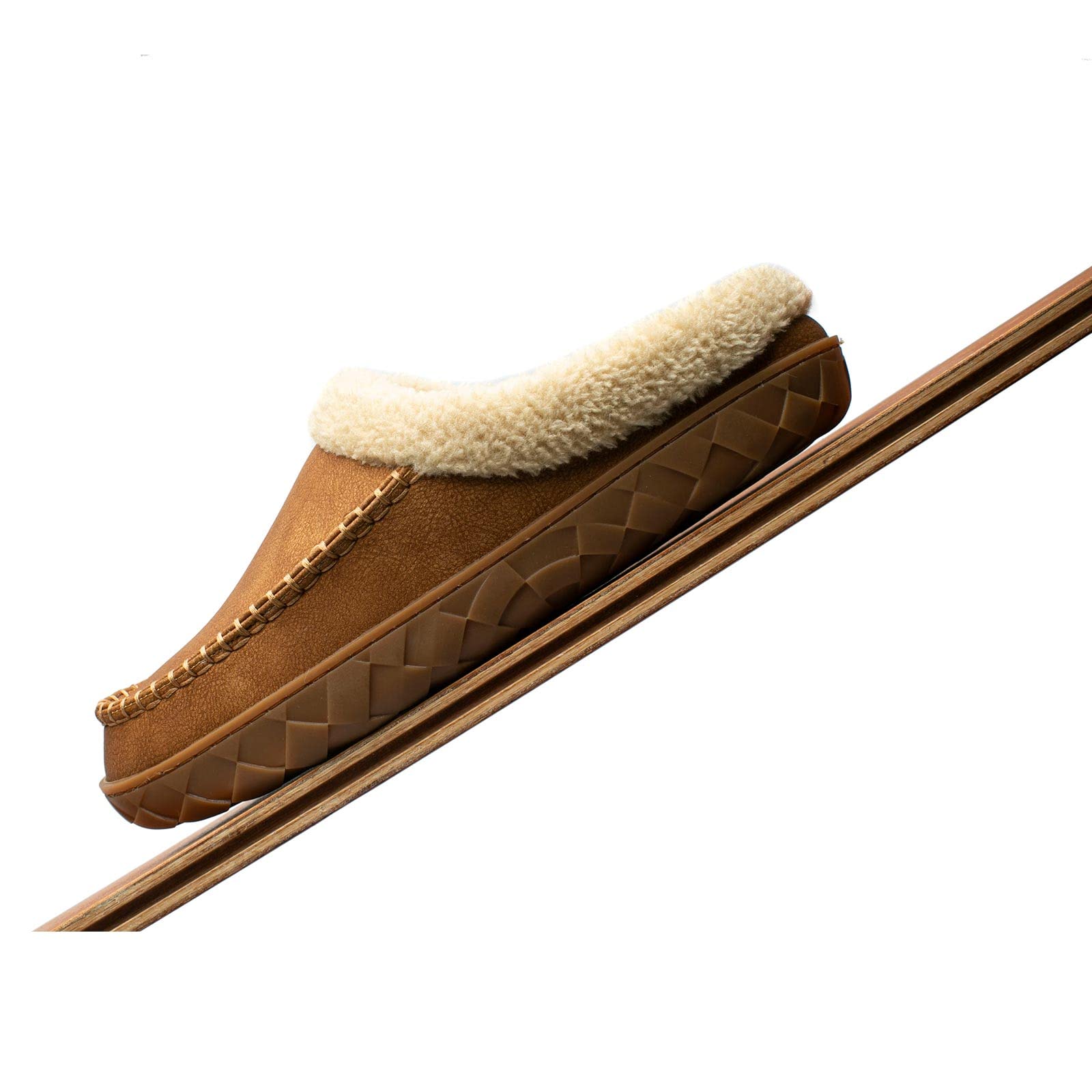 WOTTE Men's Moccasin Slippers - Soft Microsuede with Fuzzy Fleece Lining & Memory Foam Insole - Comfortable Indoor Outdoor House Shoes for Relaxing at Home or Quick Errands