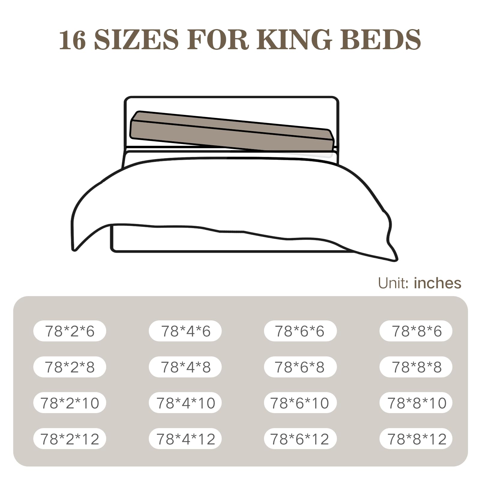 Bed Gap Filler for Headboard & Wall - King Size 78x6x12 Inch Mattress Extender with Removable Cover, High-Density Foam Spacer for Bed Cracks (Beige) | Perfect for Adjustable Beds, Platform Beds & Preventing Lost Items