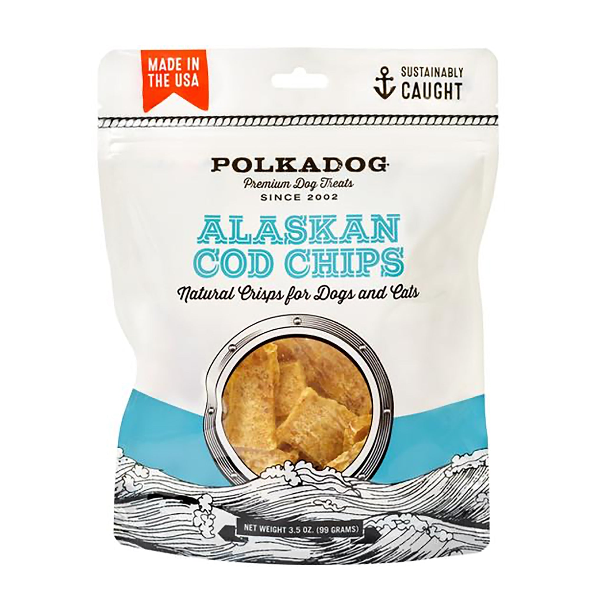 Premium Alaskan Cod Chips for Dogs - Healthy & Crunchy Dog Treats - Grain-Free, High-Protein Snack - Perfect for Training, Rewards & Dental Health