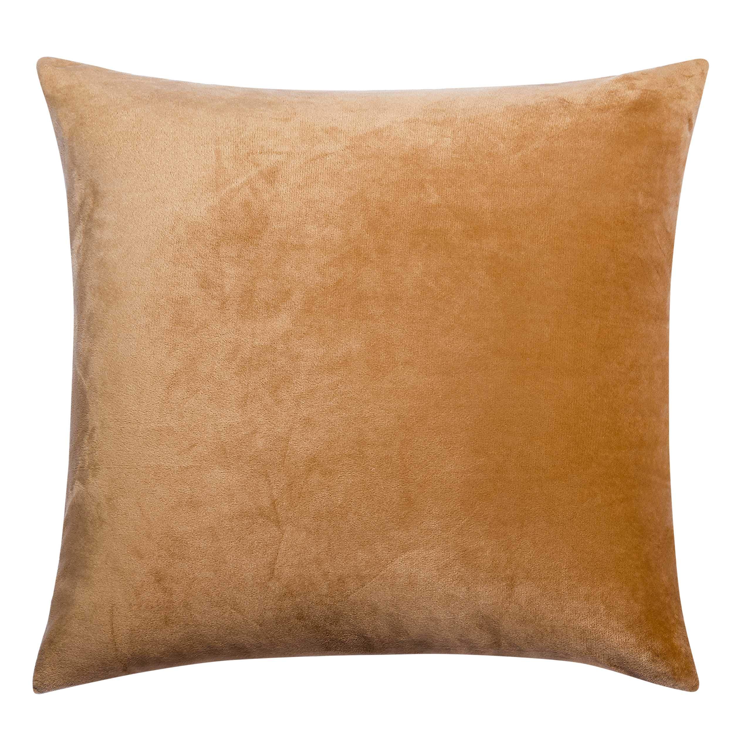 NTBAY Velvet Square Zippered Throw Pillow Cover 26x26 Inches - Super Soft Luxury Decorative Euro Cushion Cover for Sofa, Couch, Bed, Chair - Camel Color for Home Decor, Living Room, Bedroom