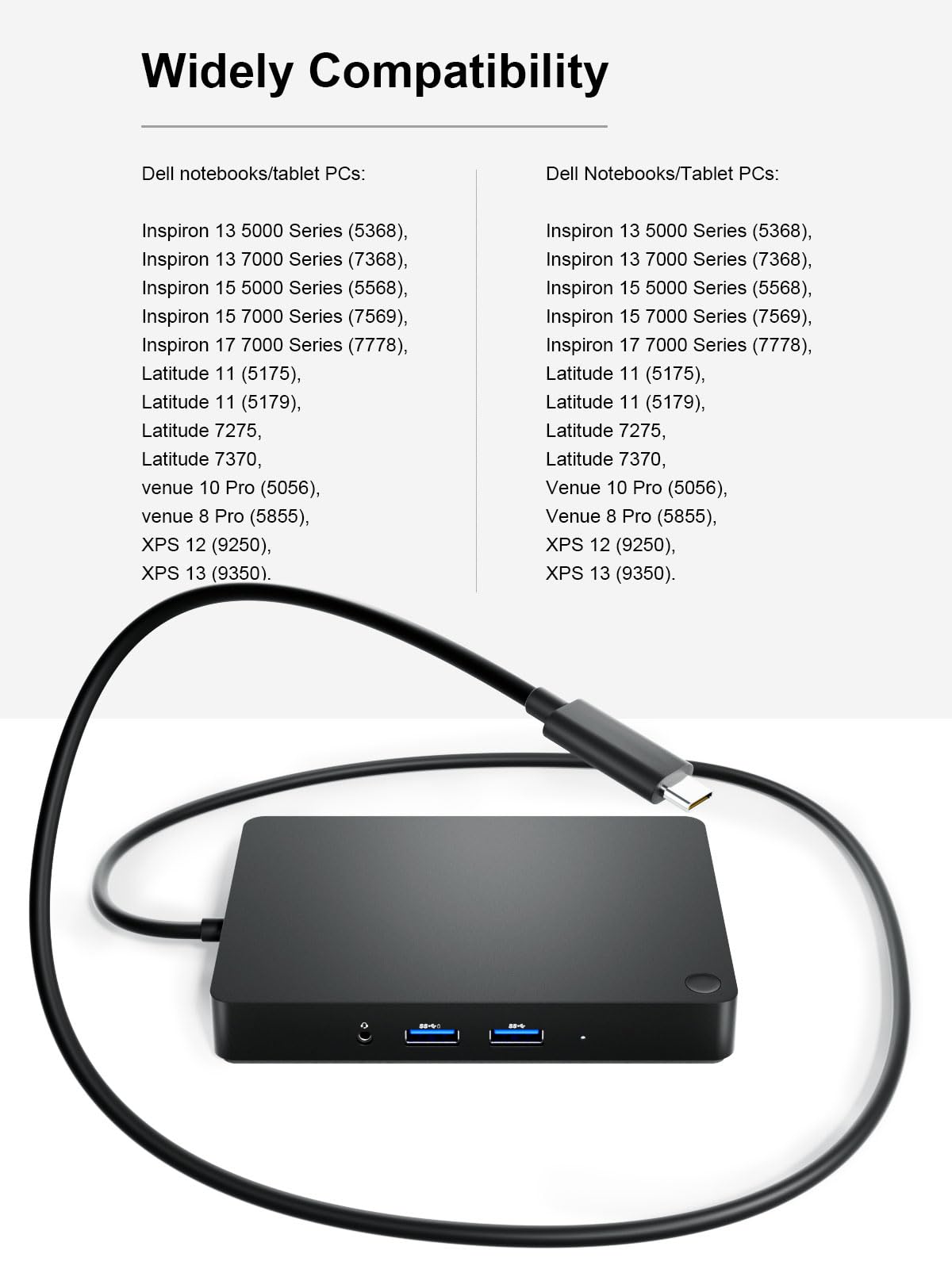 WD15 USB C Docking Station for Dell Laptops - Dual Monitor Support (4K HDMI, MiniDP, VGA) with 5 USB Ports, Audio Jacks - Perfect for Home Office & Multi-Screen Workstations